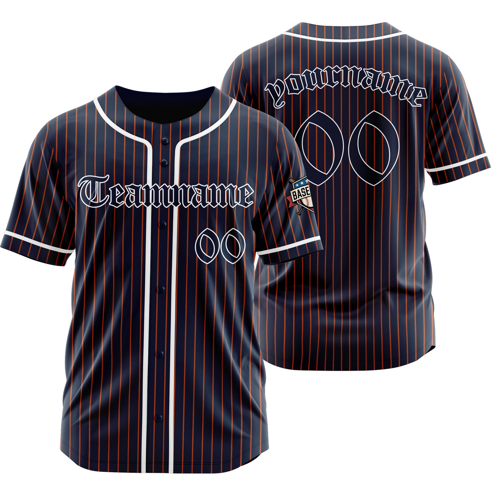 Custom Navy Navy K Pinstripe Baseball Jersey with Name Number Logo