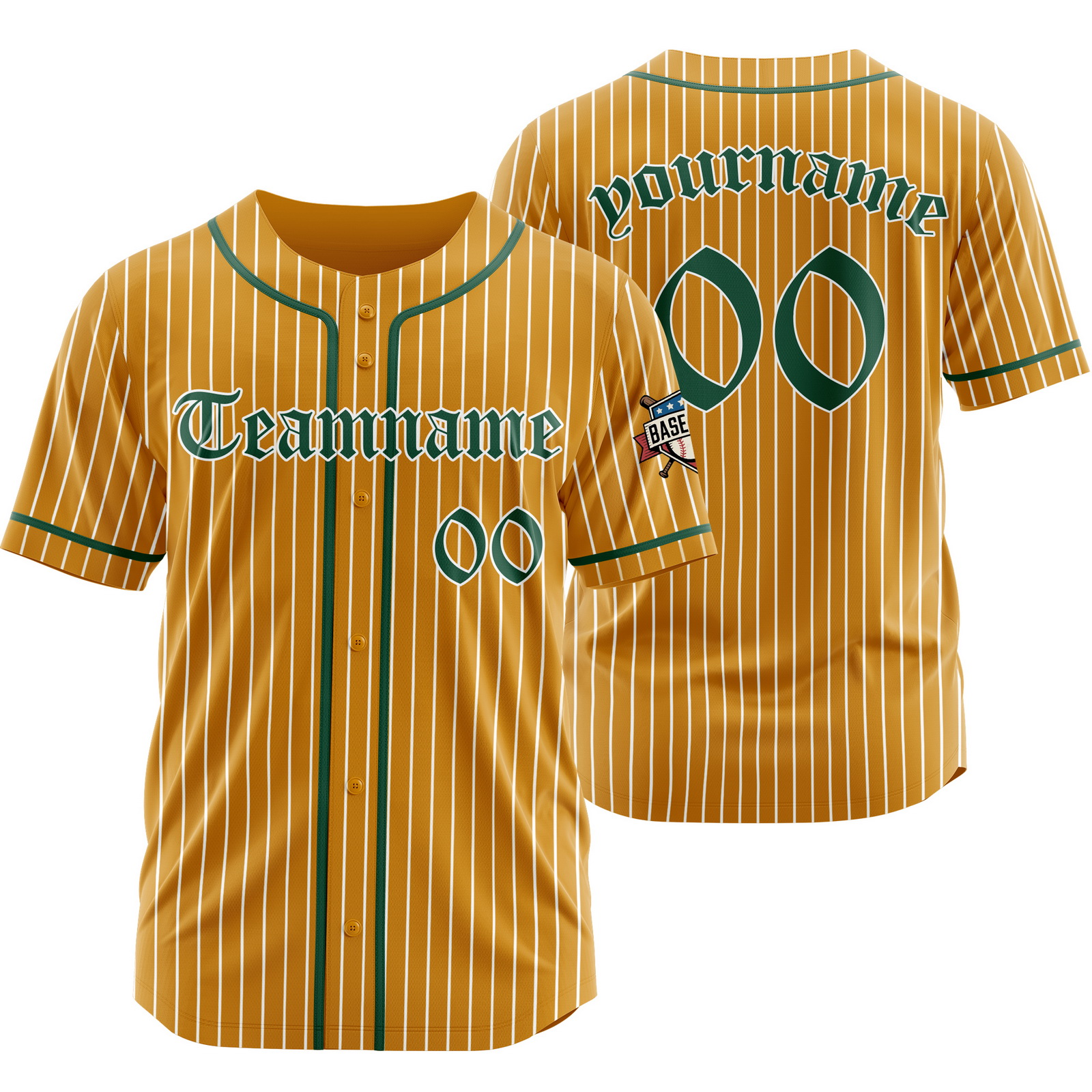 Custom Yellow Green H Pinstripe Baseball Jersey with Name Number Logo
