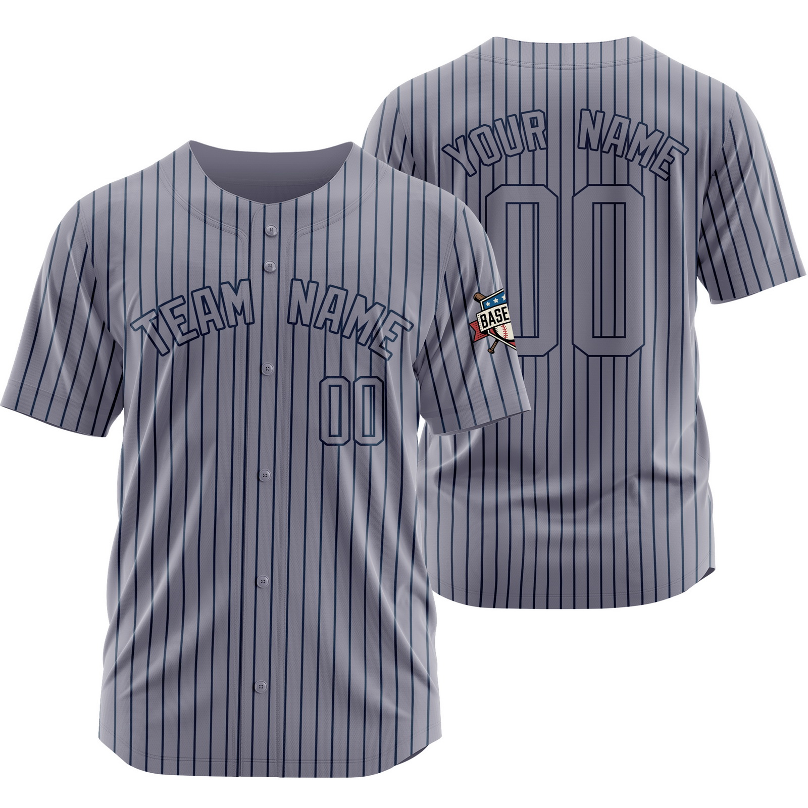 Custom Grey Grey Pinstripe Baseball Jersey Sports Uniform Team Gift