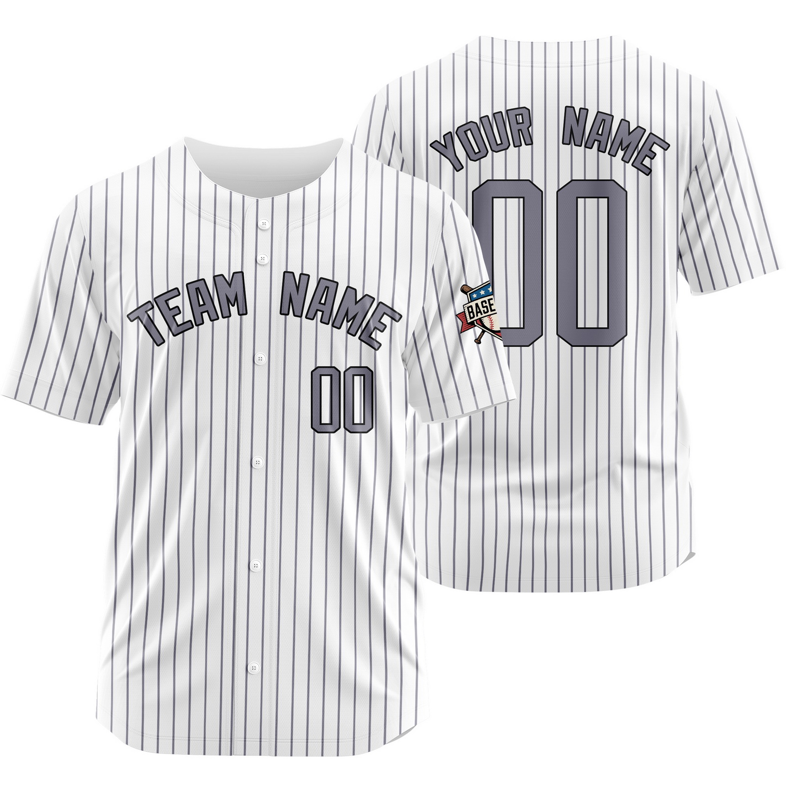 Custom White Gray Pinstripe Baseball Jersey Sports Uniform Team Gift