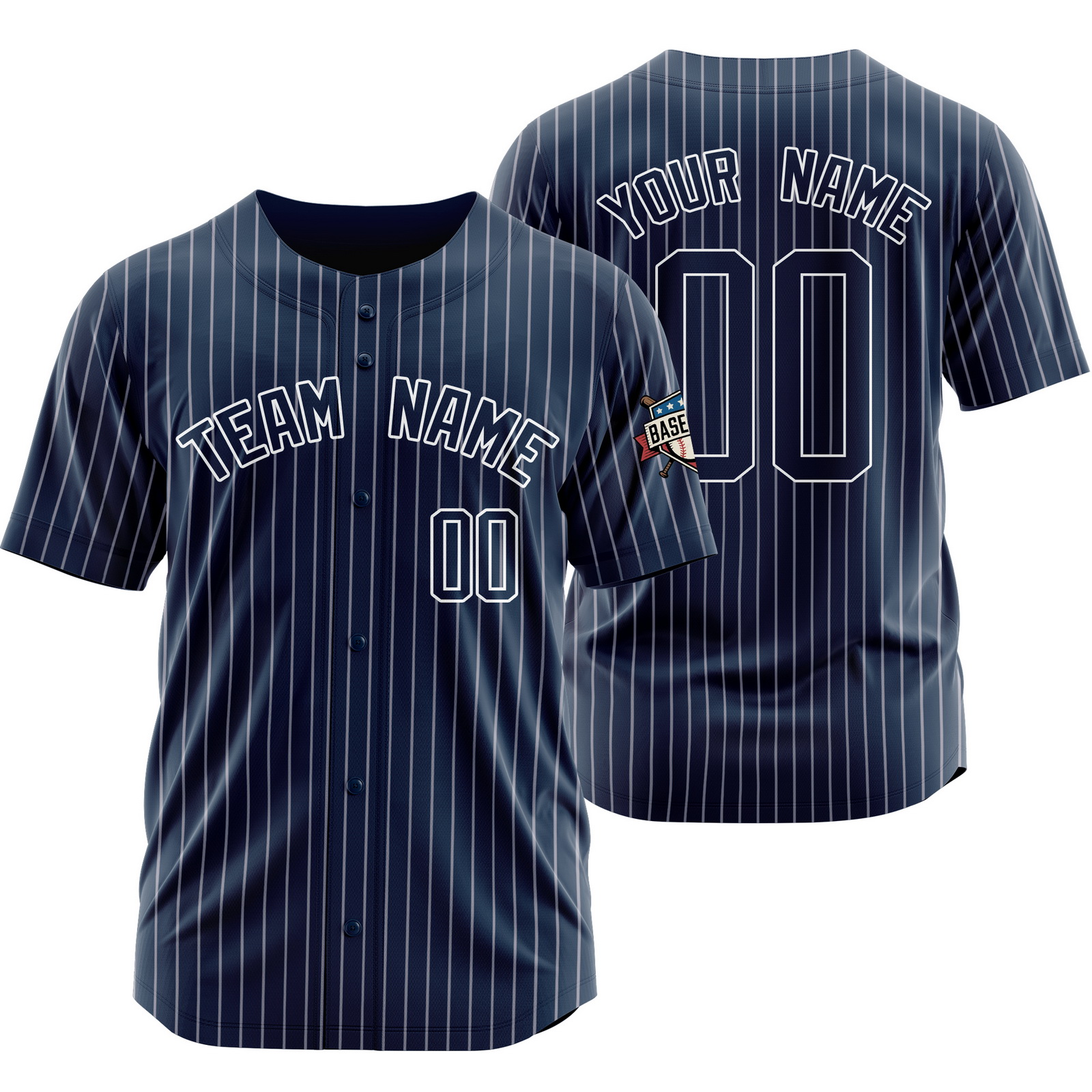 Custom Navy Navy Pinstripe Baseball Jersey Sports Uniform Team Gift