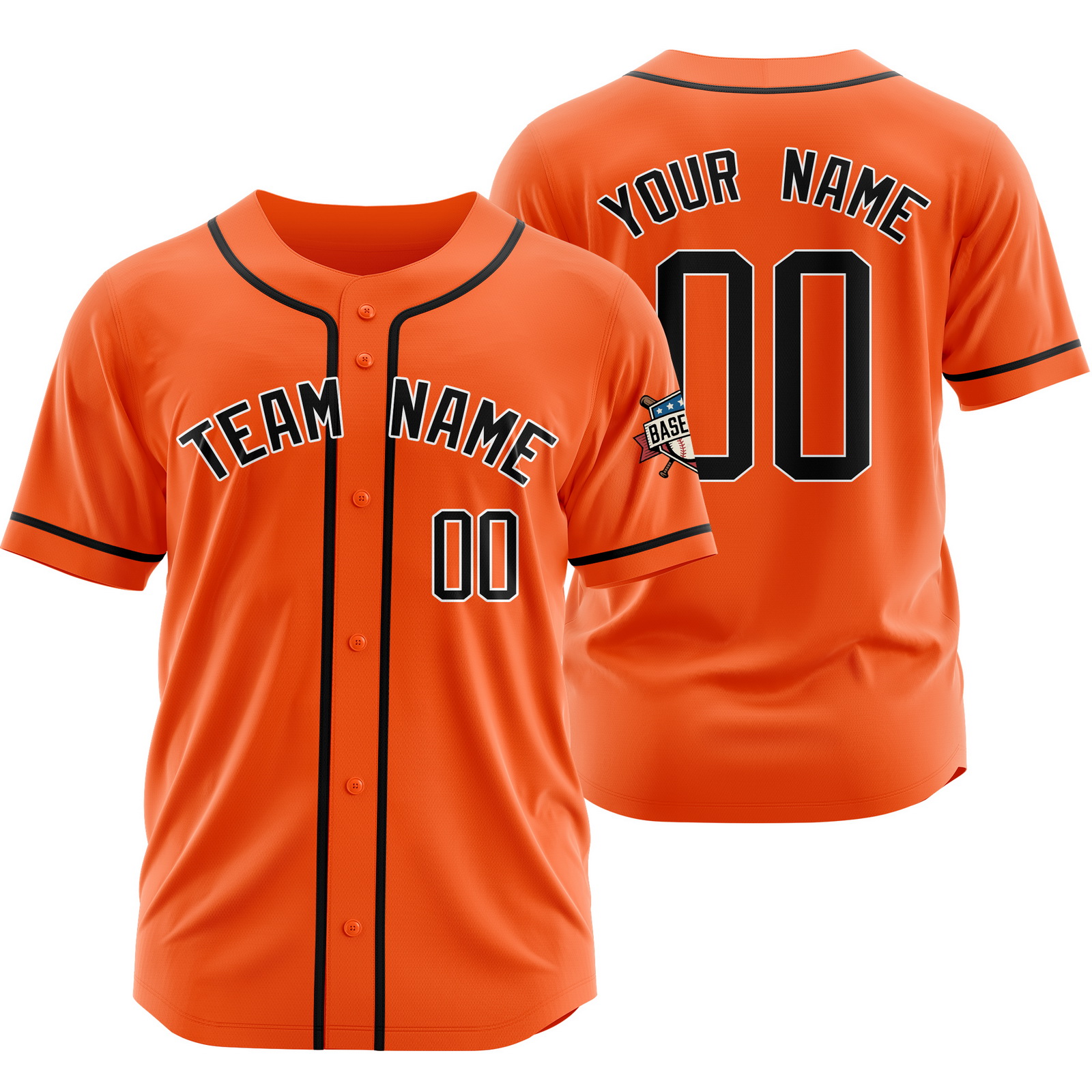 Custom Orange Black Baseball Jersey for Men Women Youth Kids