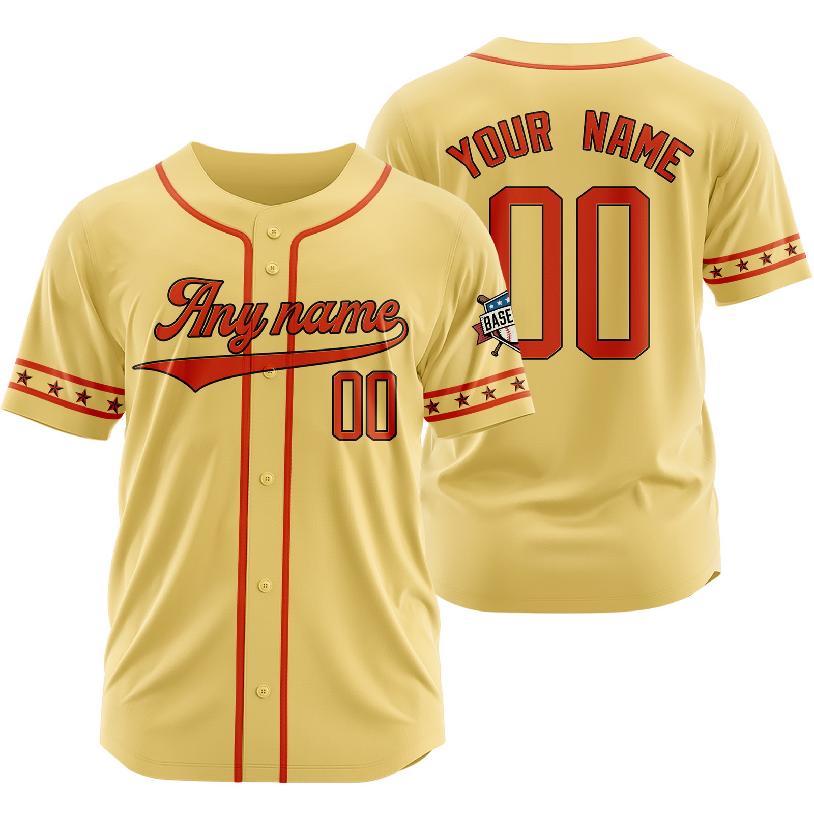 Custom Yellow Red Baseball Jersey for Men Women Youth Kids