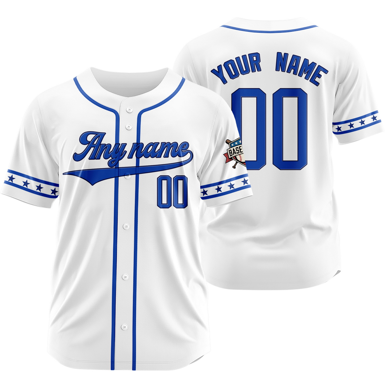Custom White Blue Baseball Jersey for Men Women Youth Kids