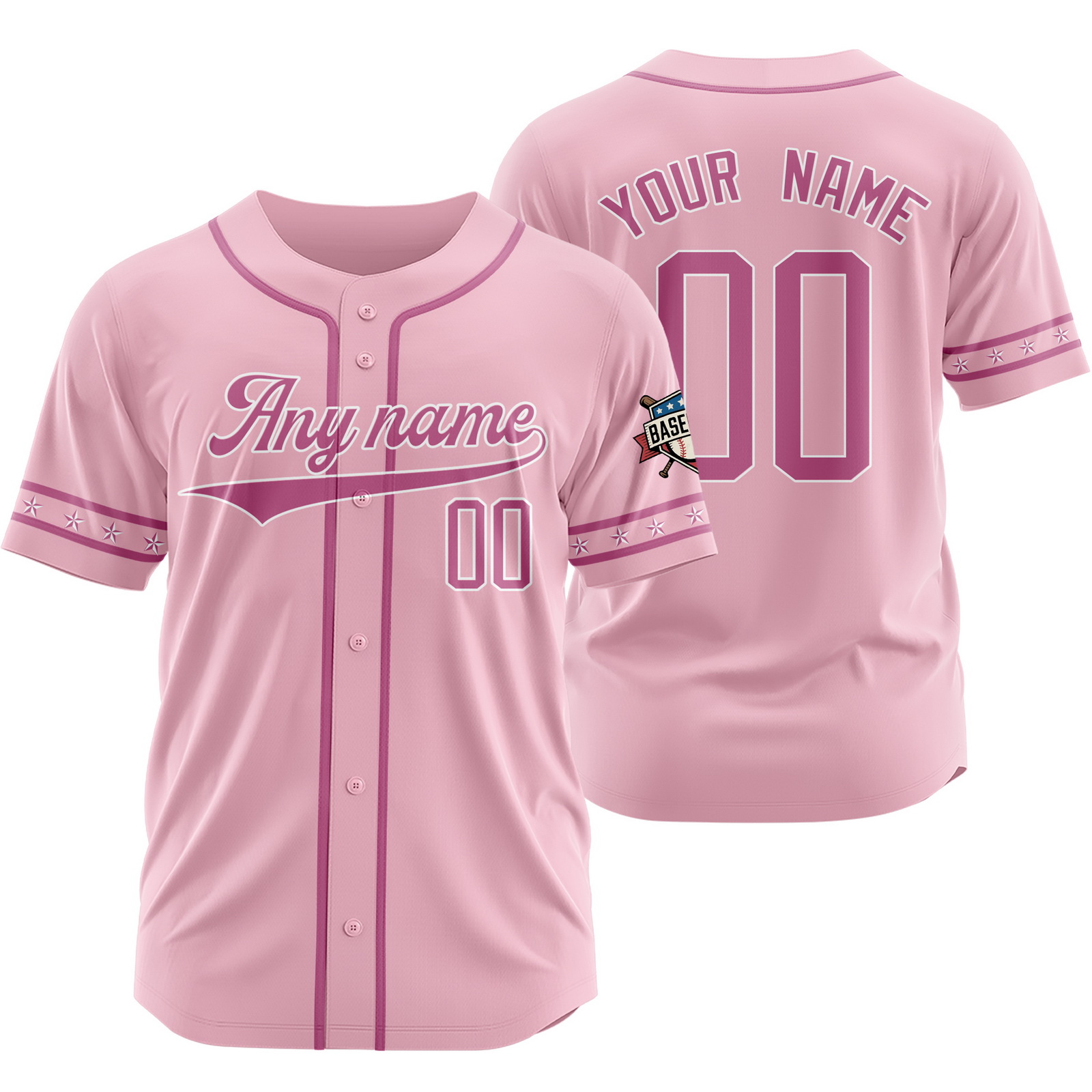 Custom Pink Pink Baseball Jersey for Men Women Youth Kids