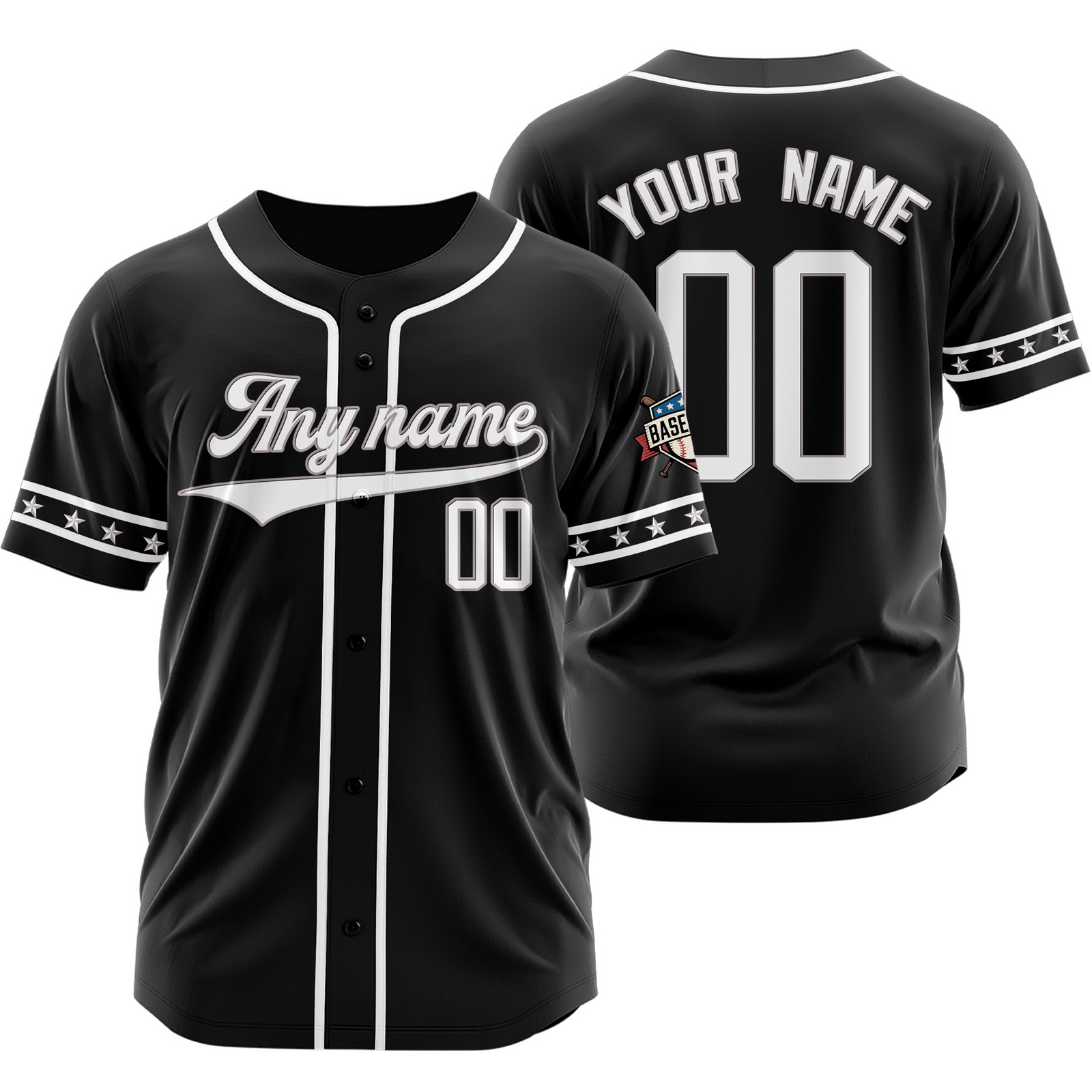 Custom Black White Baseball Jersey for Men Women Youth Kids