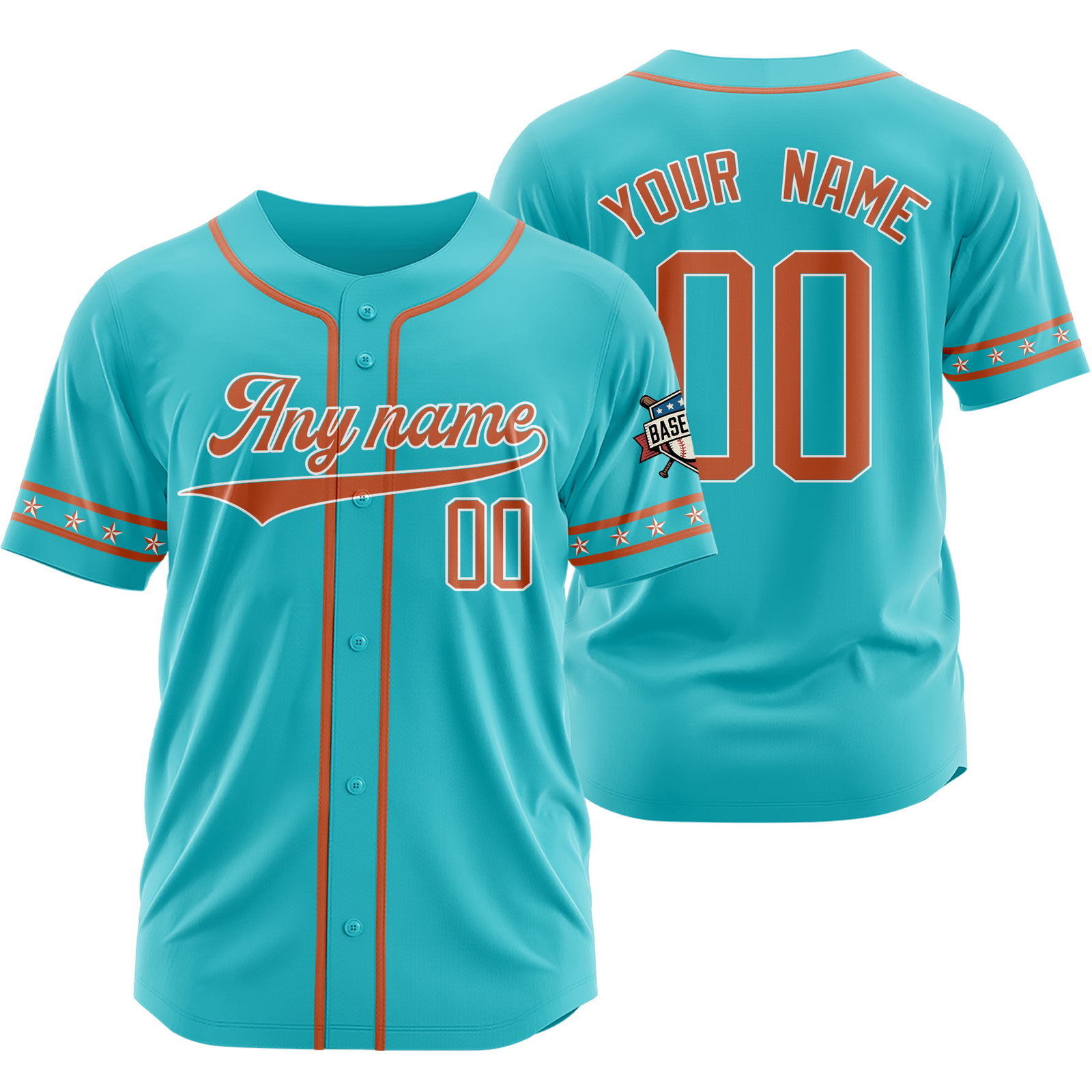 Custom Teal Orange Baseball Jersey for Men Women Youth Kids