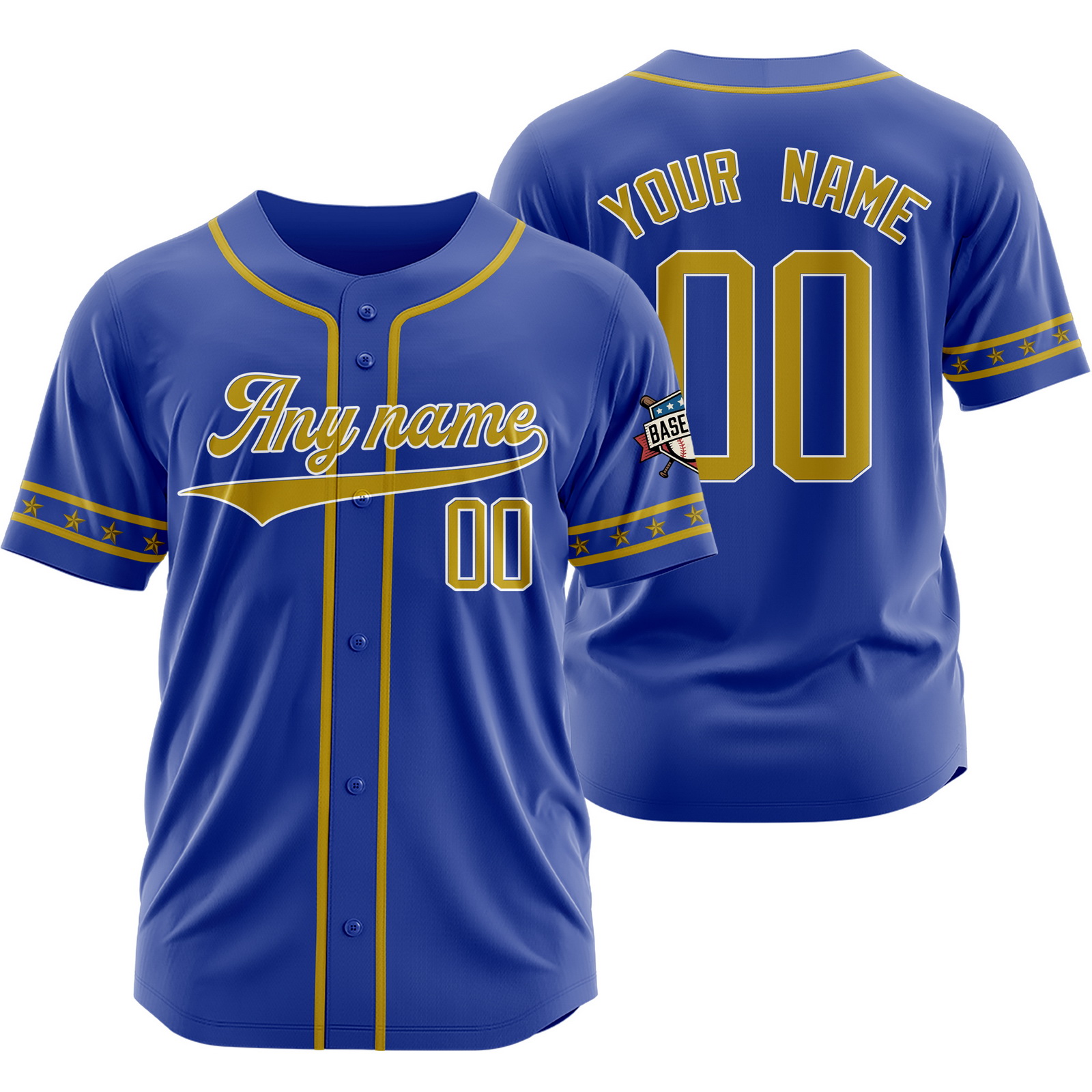 Custom Blue Gold Baseball Jersey for Men Women Youth Kids