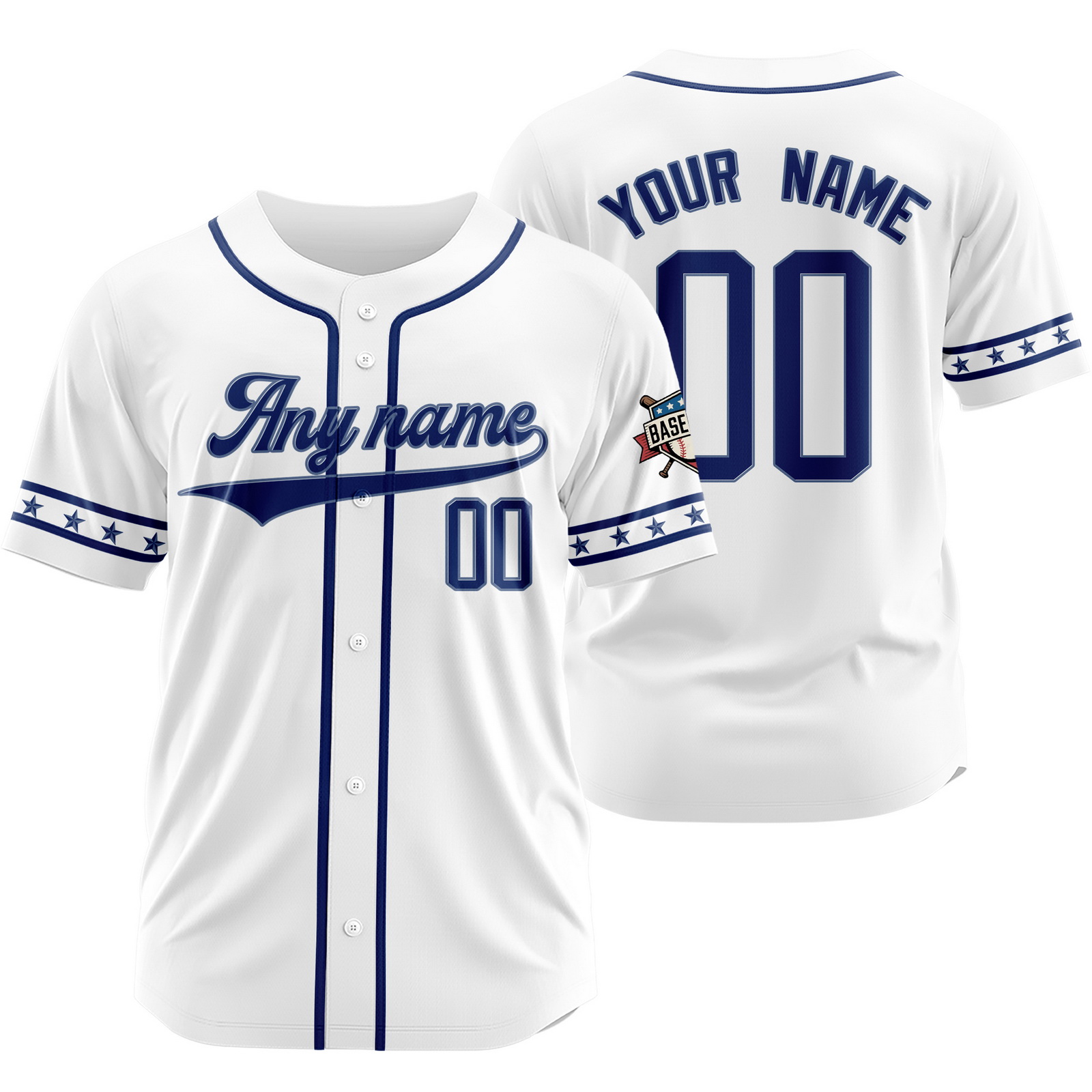 Custom White Blue V Baseball Jersey for Men Women Youth Kids