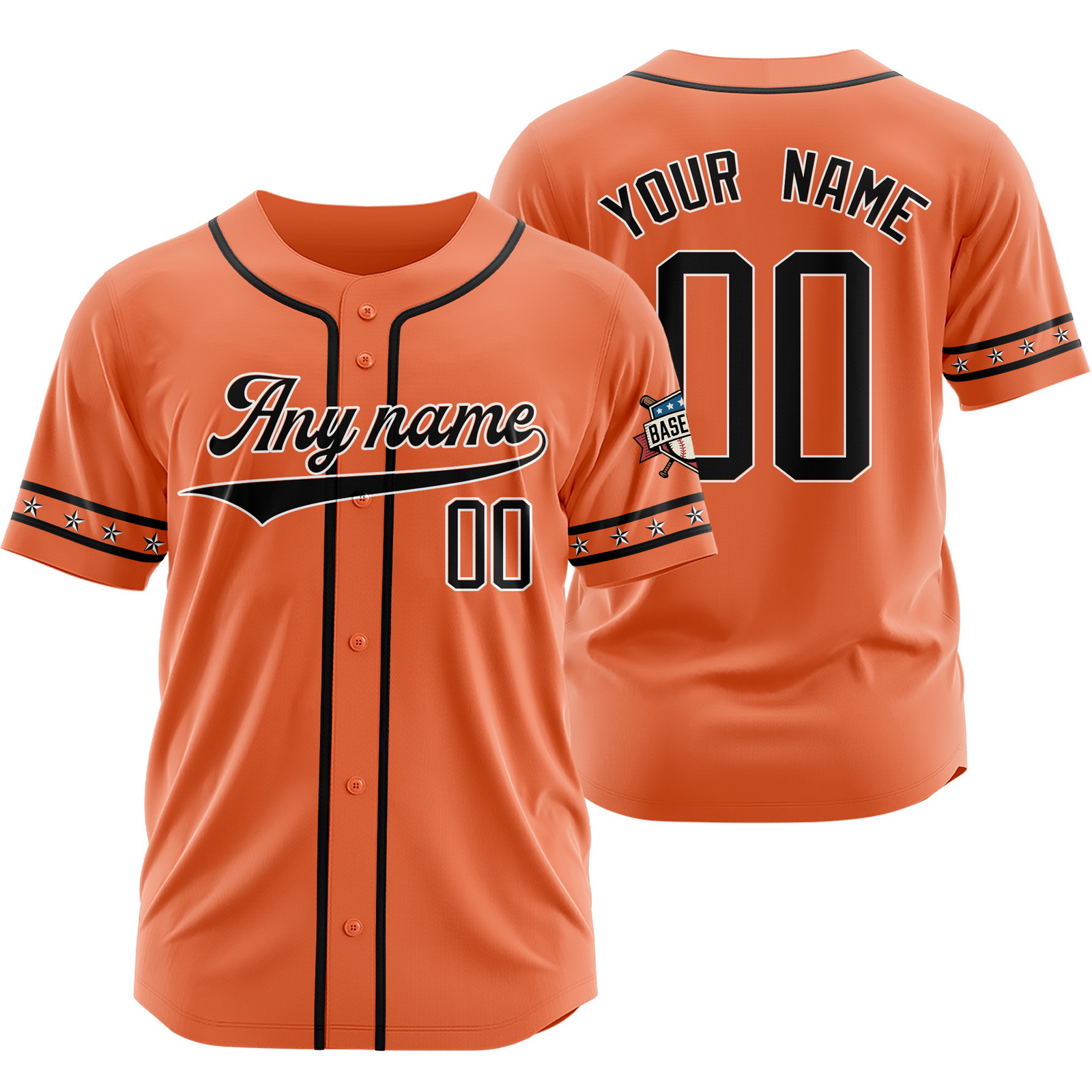 Custom Orange Black T Baseball Jersey for Men Women Youth Kids