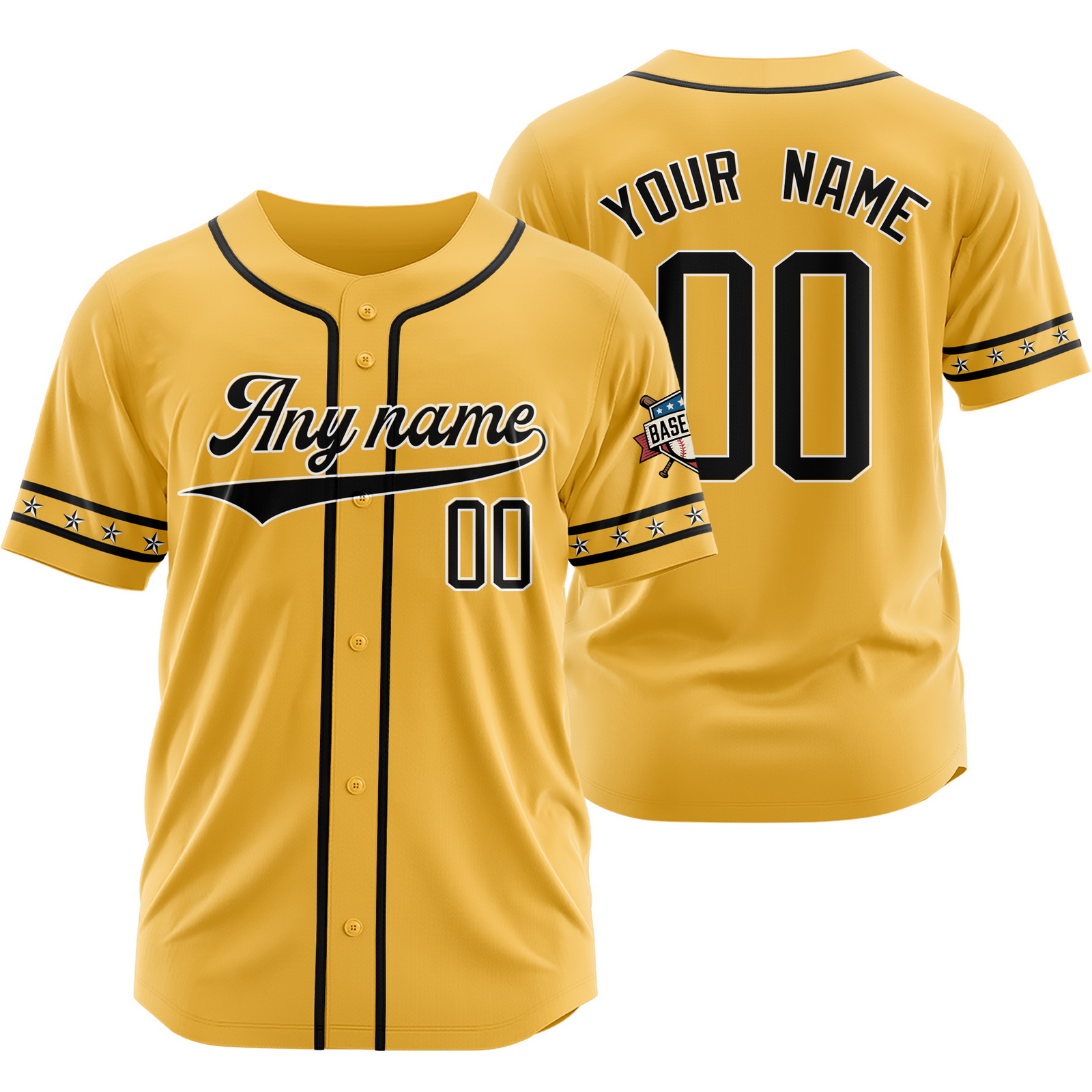 Custom Yellow Black S Baseball Jersey for Men Women Youth Kids
