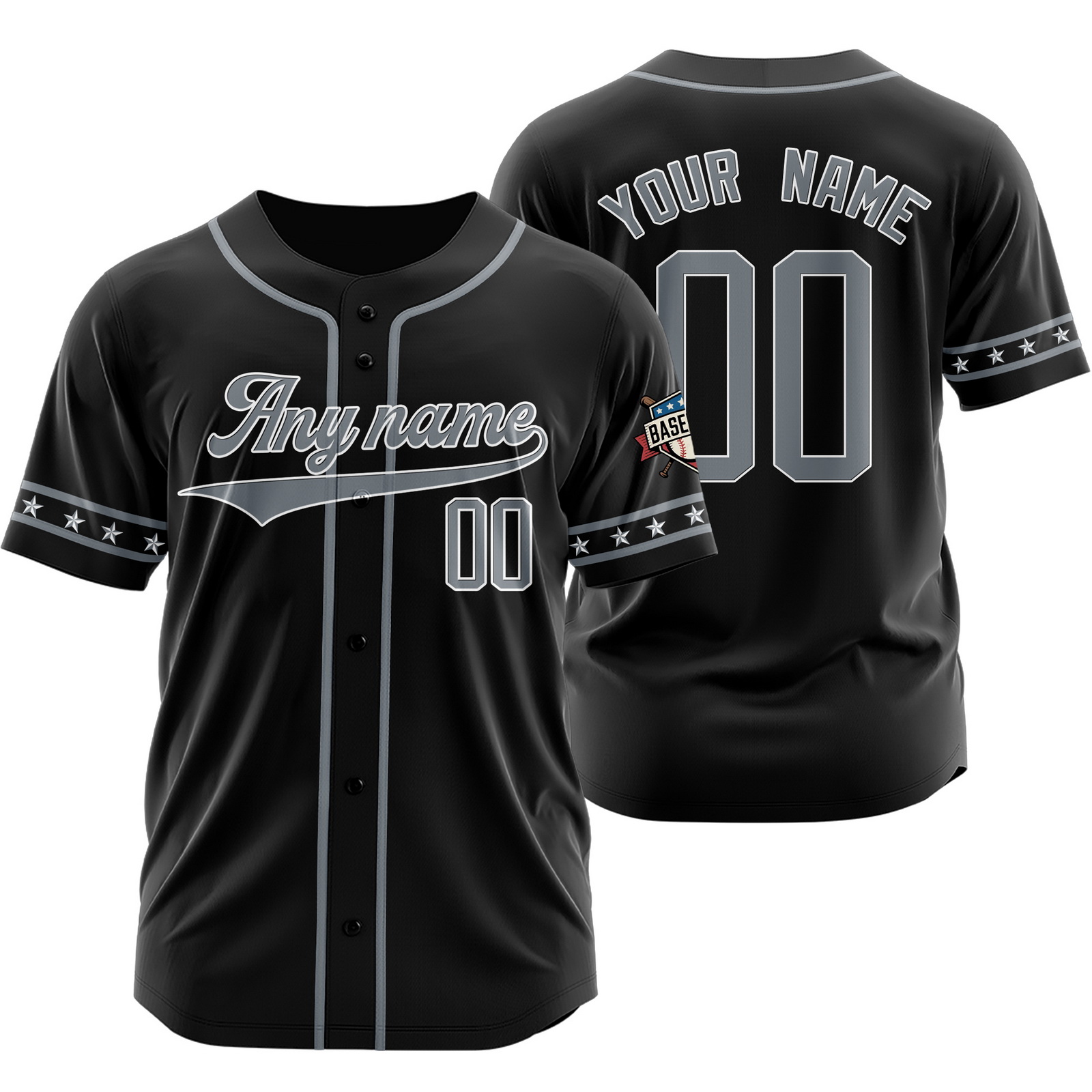Custom Black Gray Baseball Jersey for Men Women Youth Kids