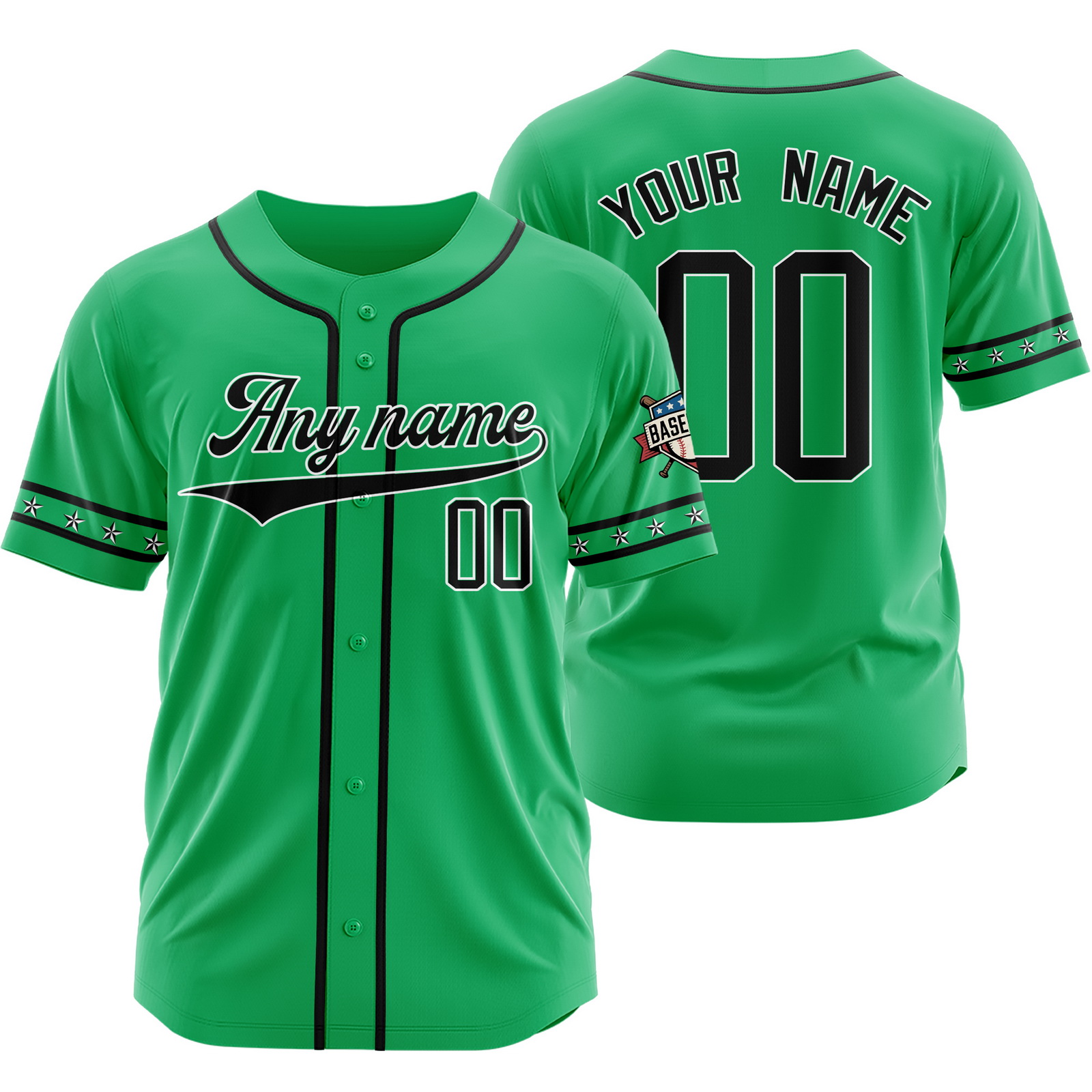 Custom Green Black O Baseball Jersey for Men Women Youth Kids