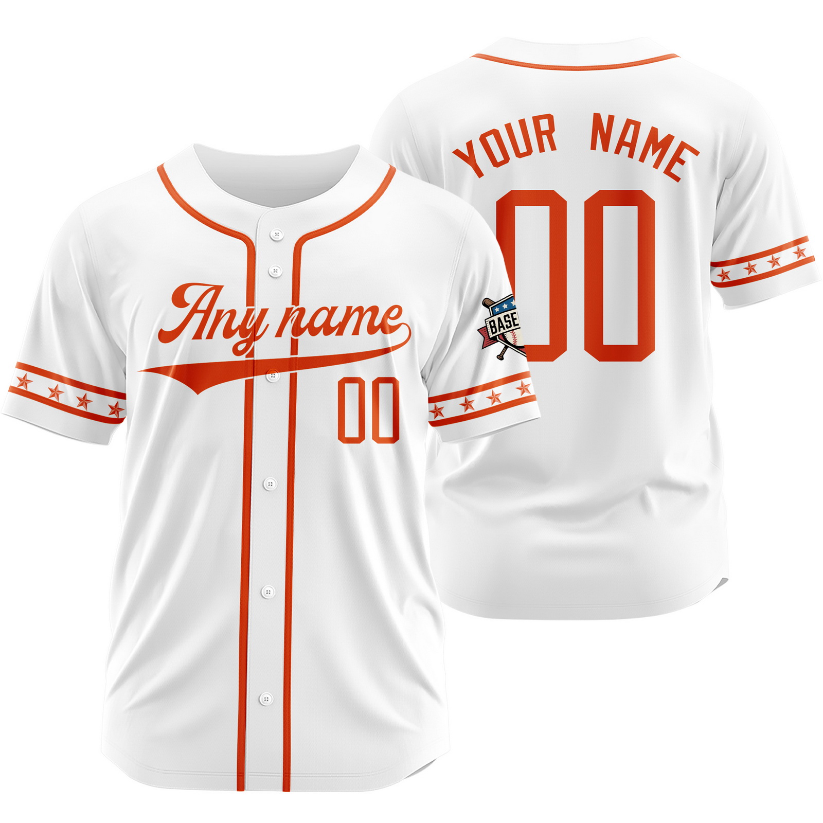 Custom White Orange Baseball Jersey for Men Women Youth Kids