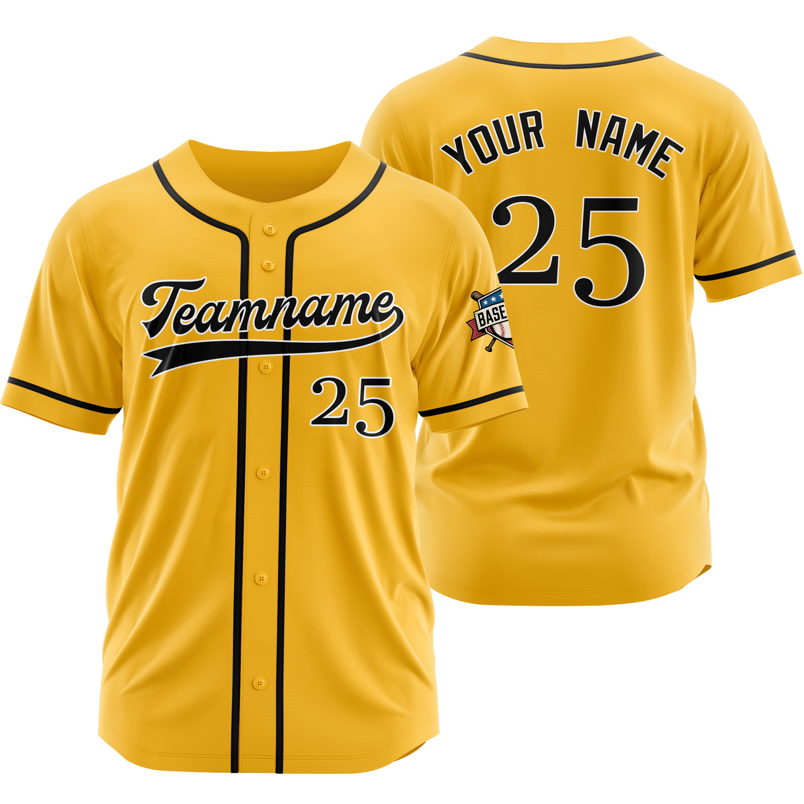 Custom Yellow Black M Baseball Jersey for Men Women Youth Kids