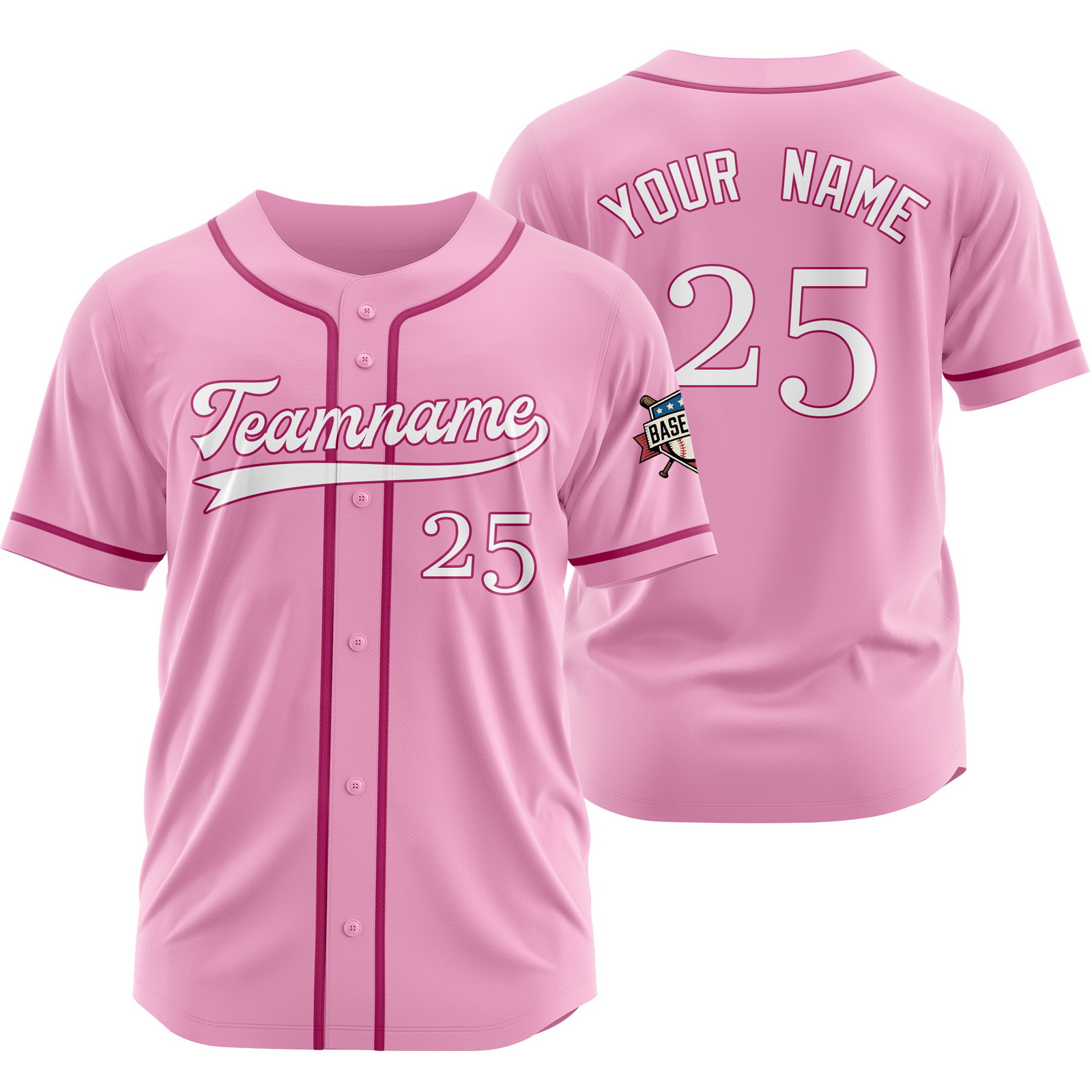 Custom Pink White L Baseball Jersey for Men Women Youth Kids