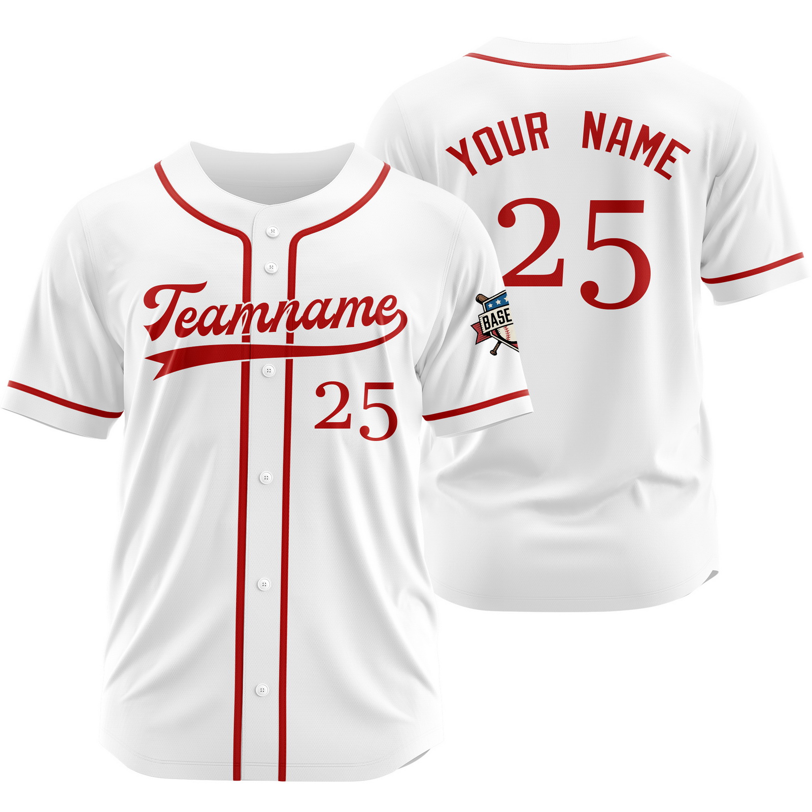 Custom White Red Baseball Jersey for Men Women Youth Kids