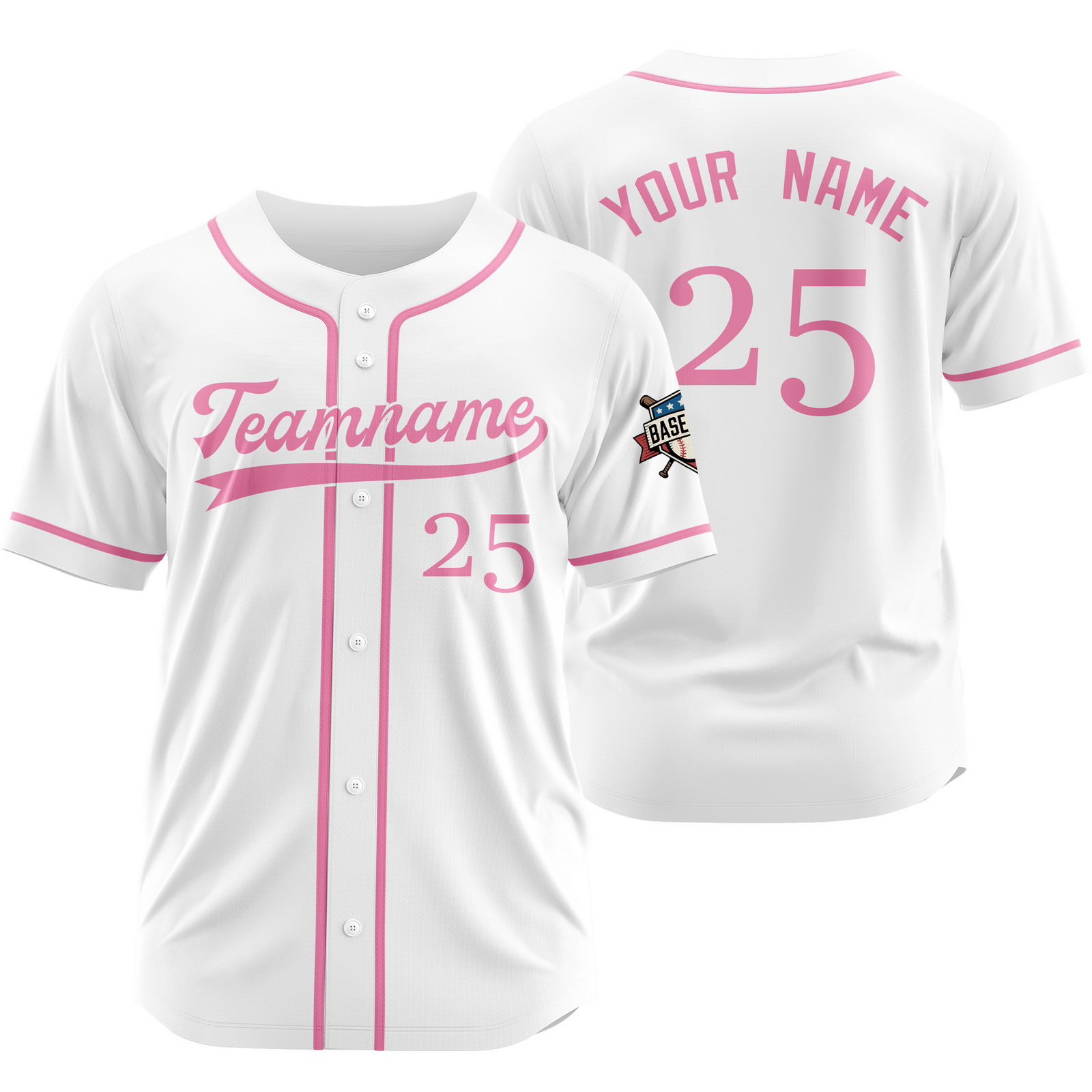 Custom White Pink Baseball Jersey for Men Women Youth Kids