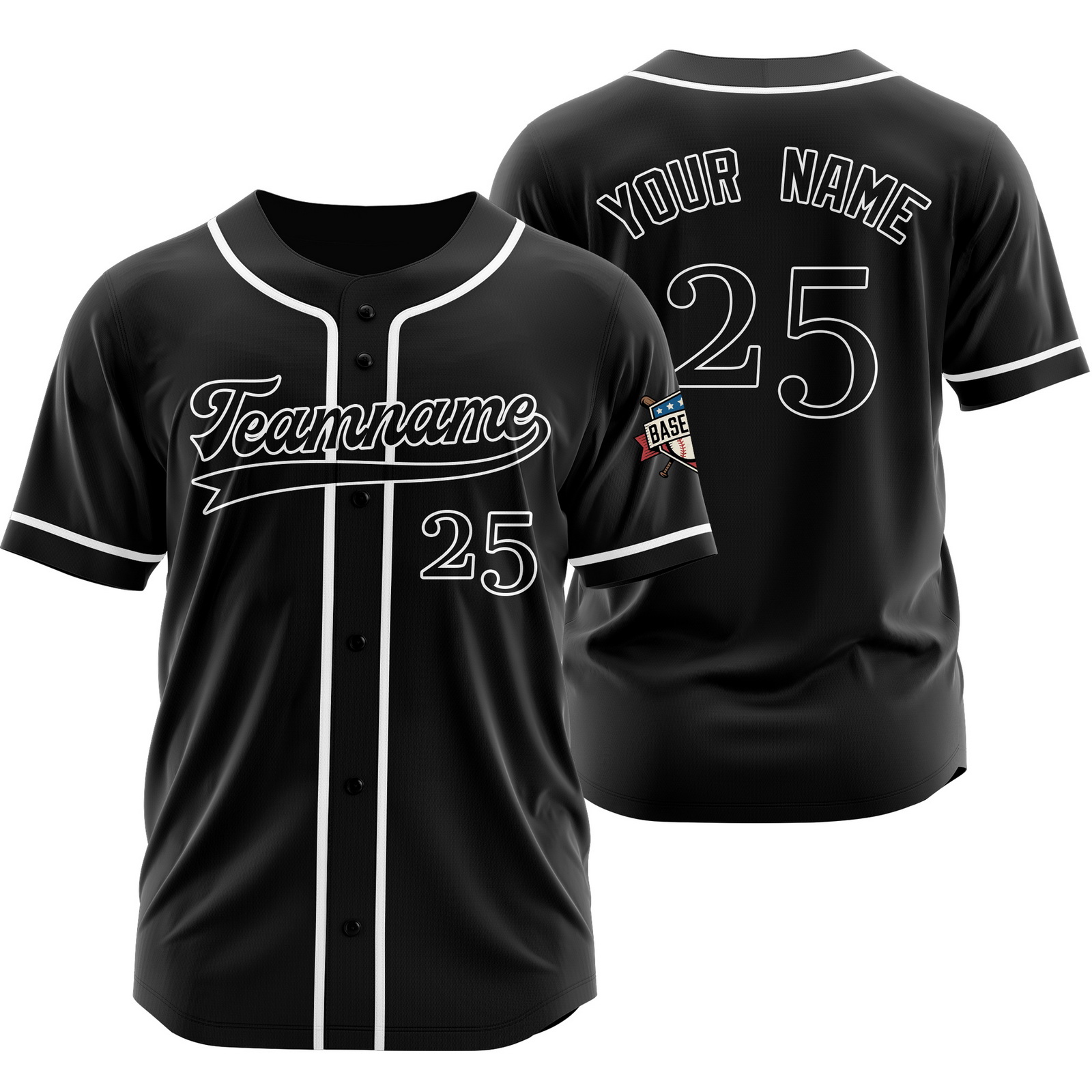 Custom Black Black Baseball Jersey for Men Women Youth Kids