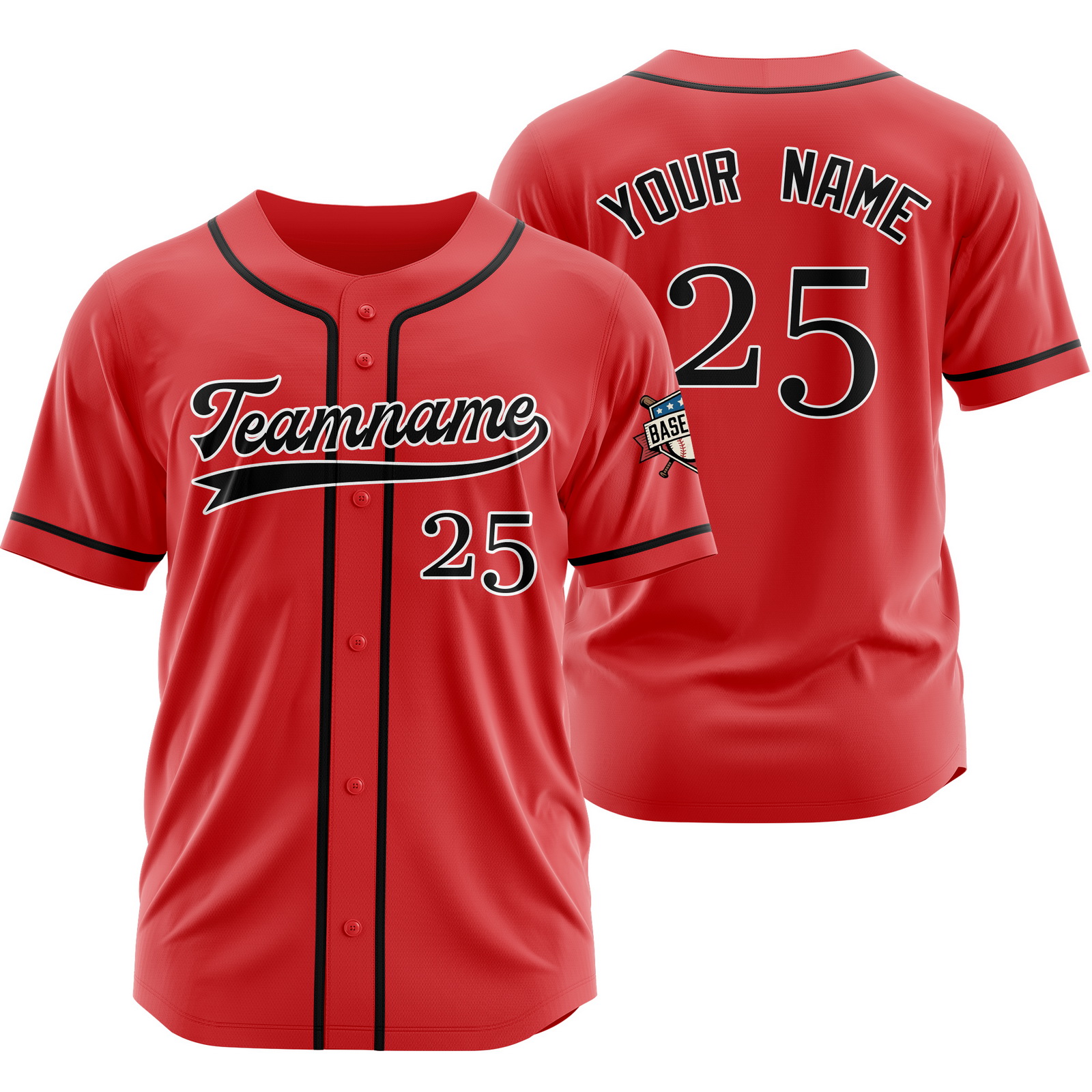 Custom Red Black J Baseball Jersey for Men Women Youth Kids
