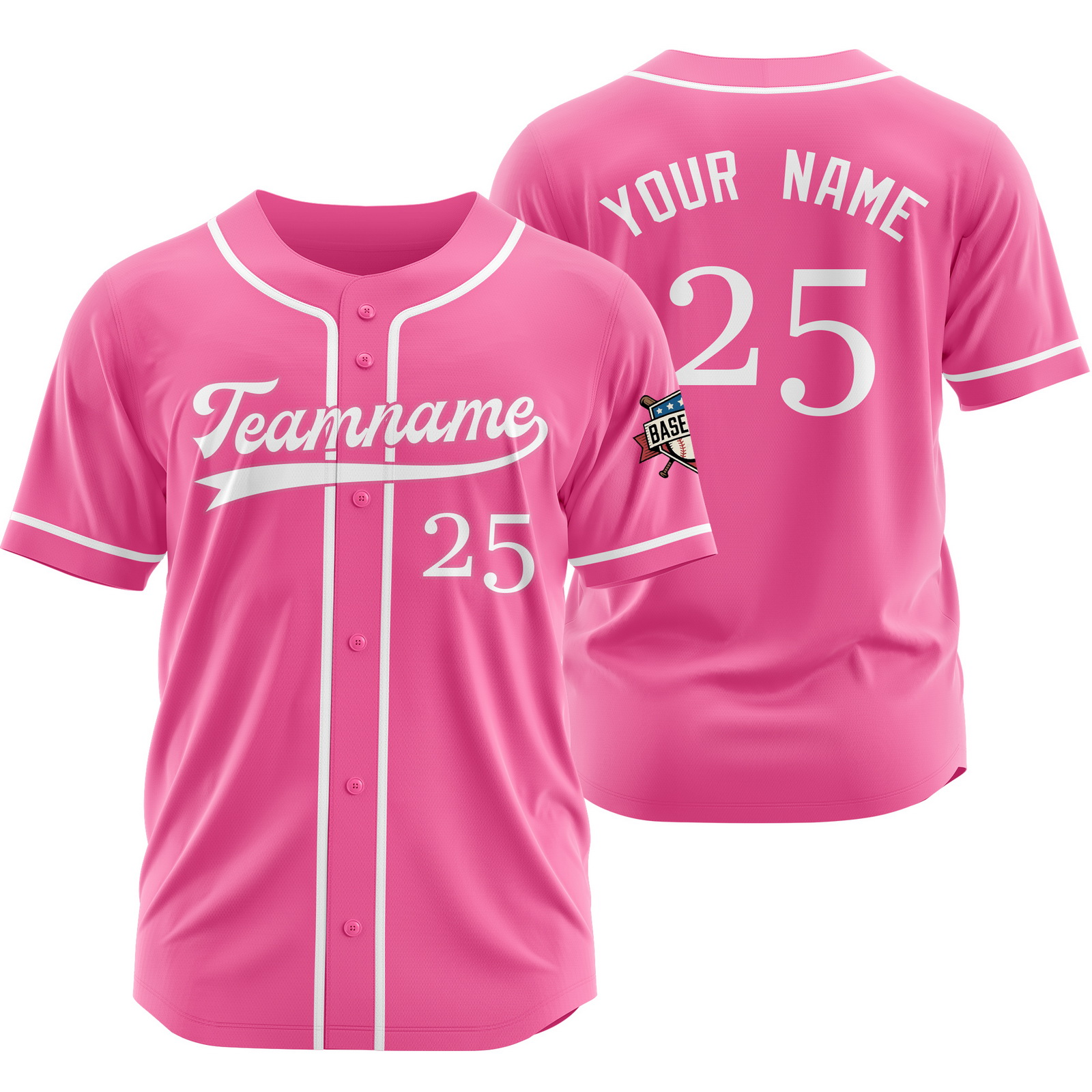 Custom Pink White G Baseball Jersey for Men Women Youth Kids