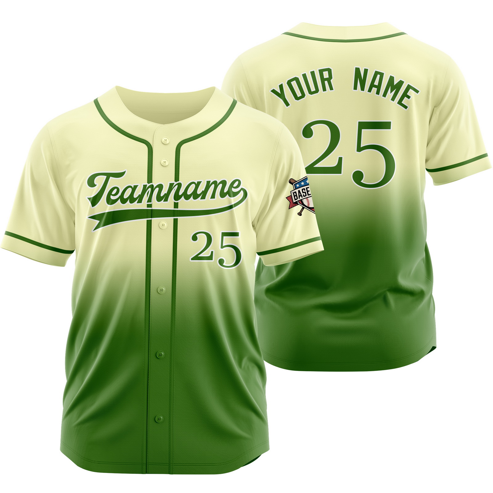 Custom Green Green Gradient Baseball Jersey for Women Men Kids