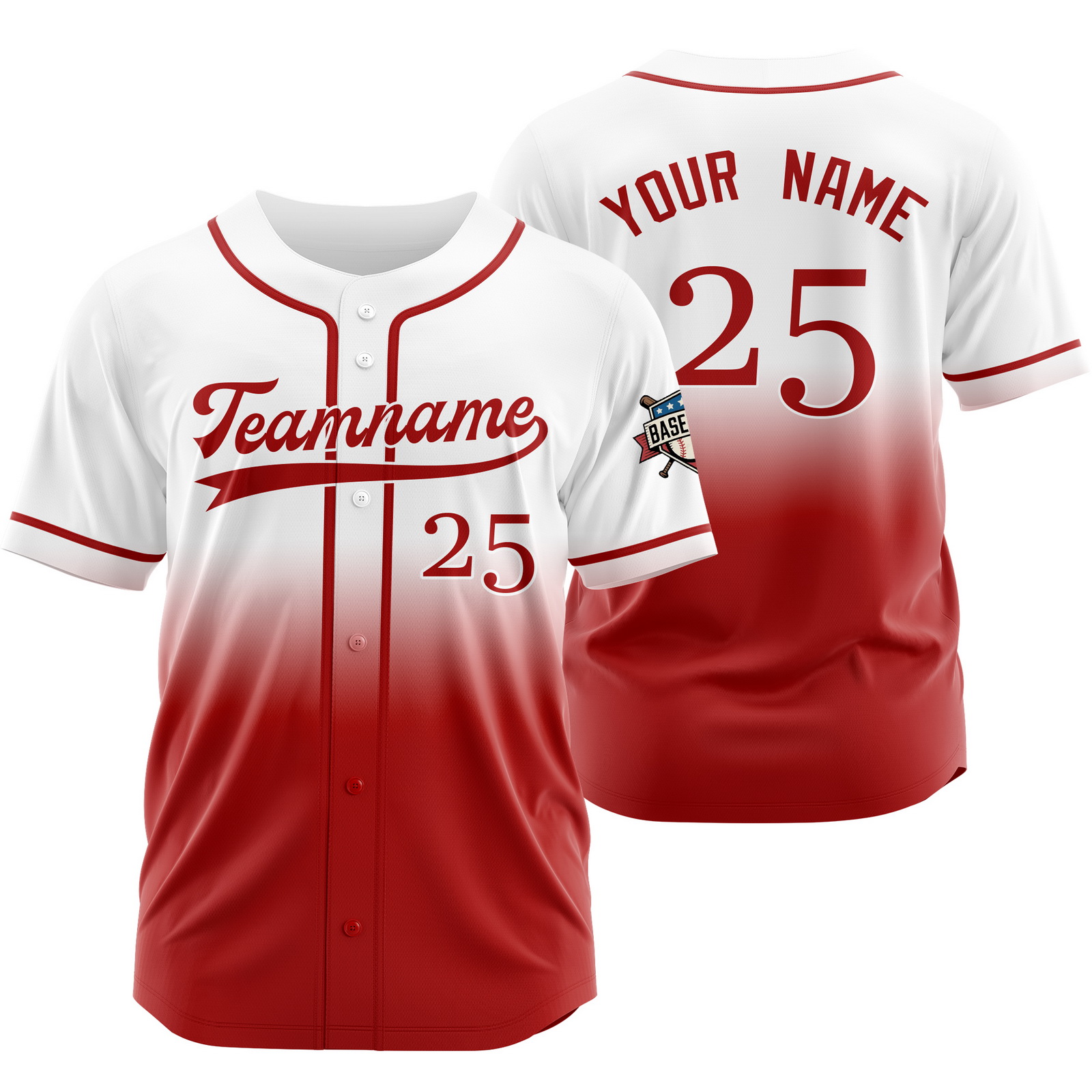 Custom White Red Gradient Baseball Jersey for Women Men Kids
