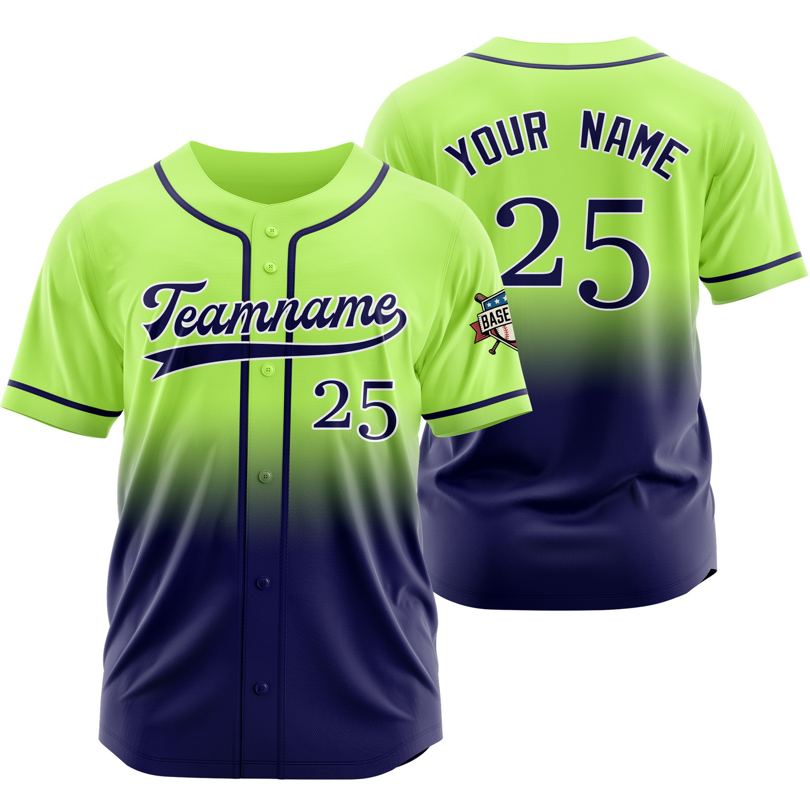 Custom Green Navy Gradient Baseball Jersey for Women Men Kids
