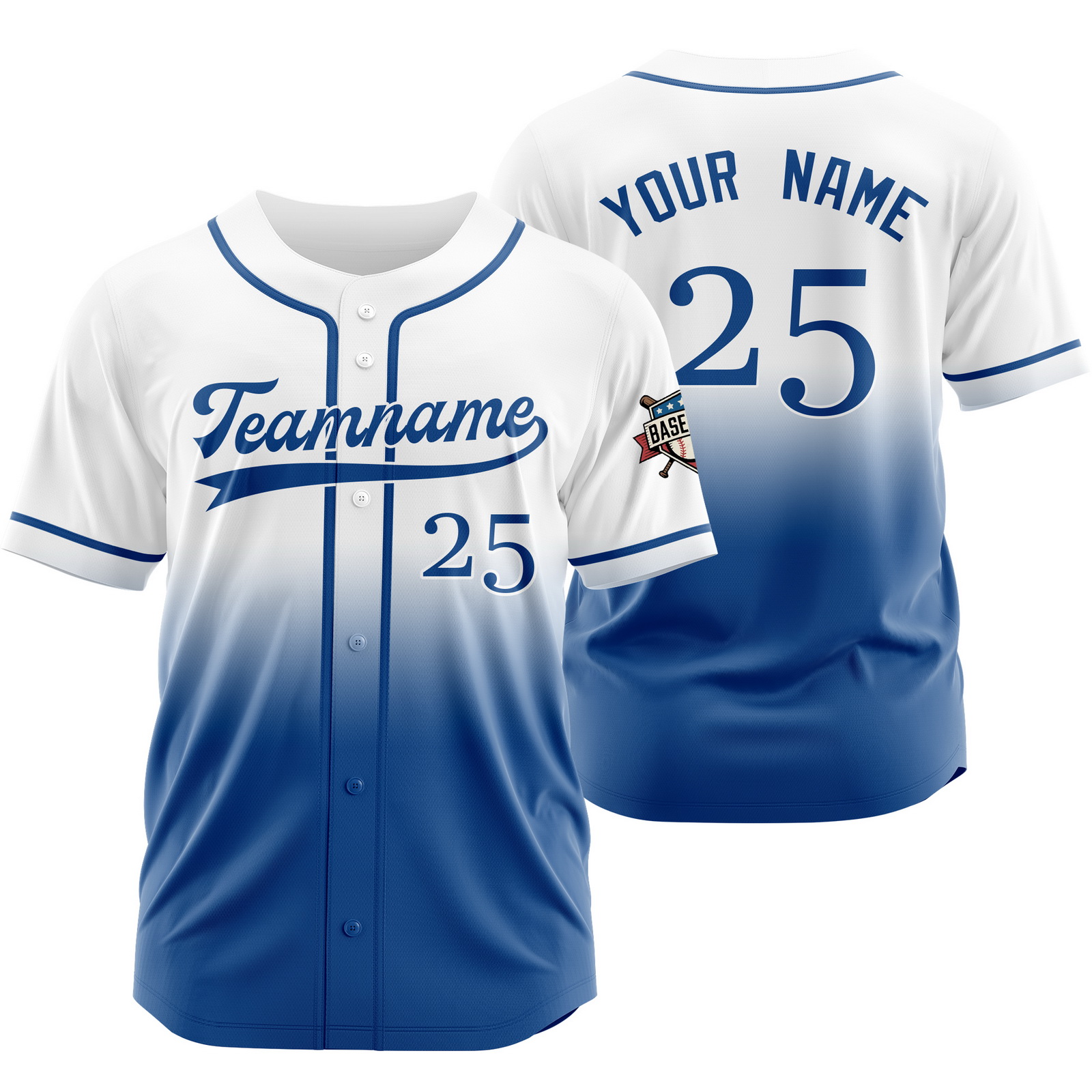 Custom White Blue Gradient Baseball Jersey for Women Men Kids