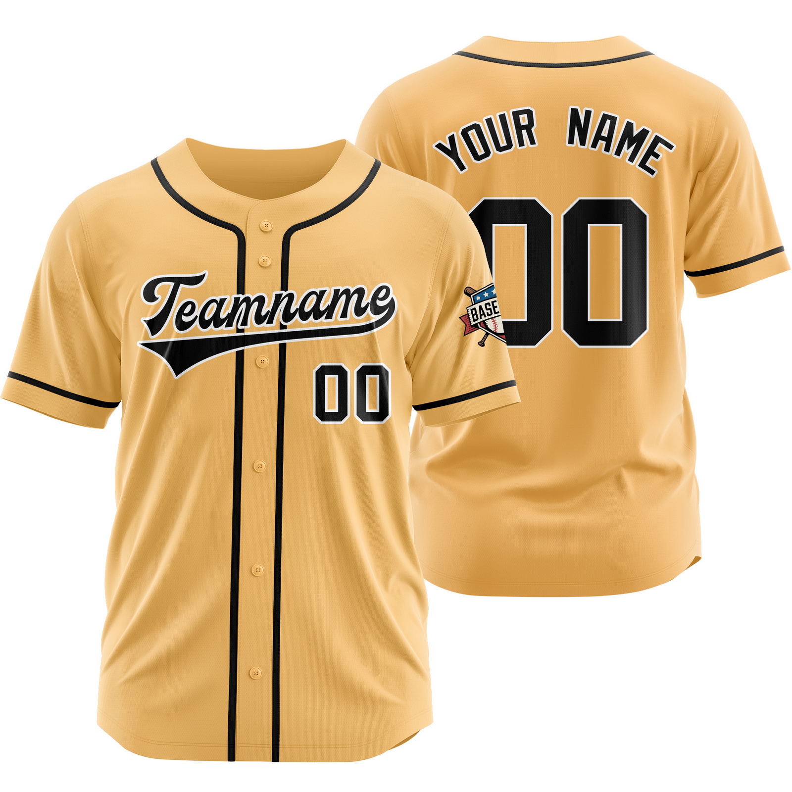 Custom Yellow Black Baseball Jersey Hip Hop Uniform for Men Women