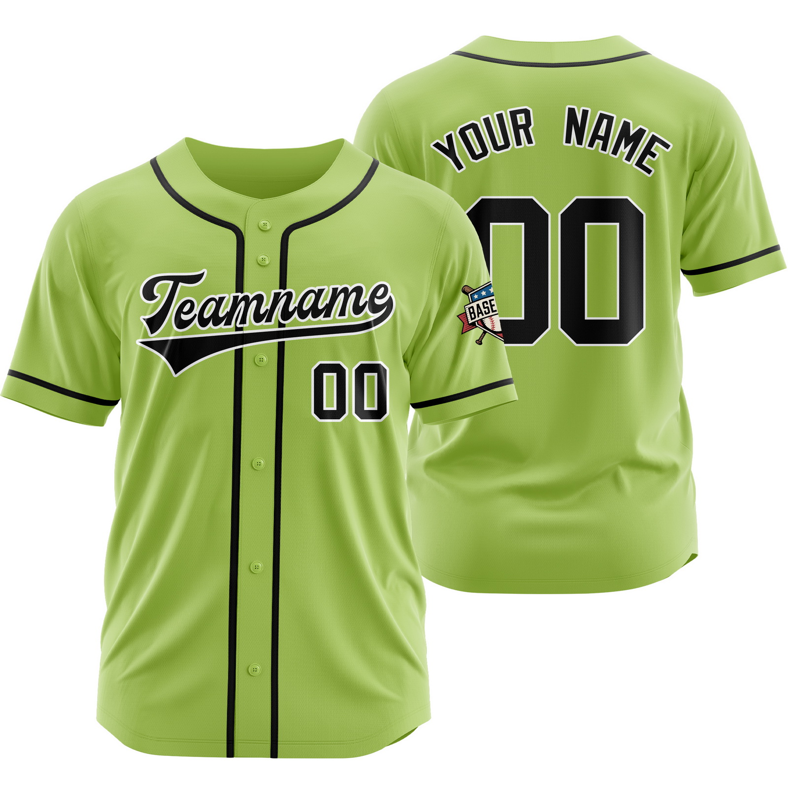 Custom Green Black Baseball Jersey Hip Hop Uniform for Men Women
