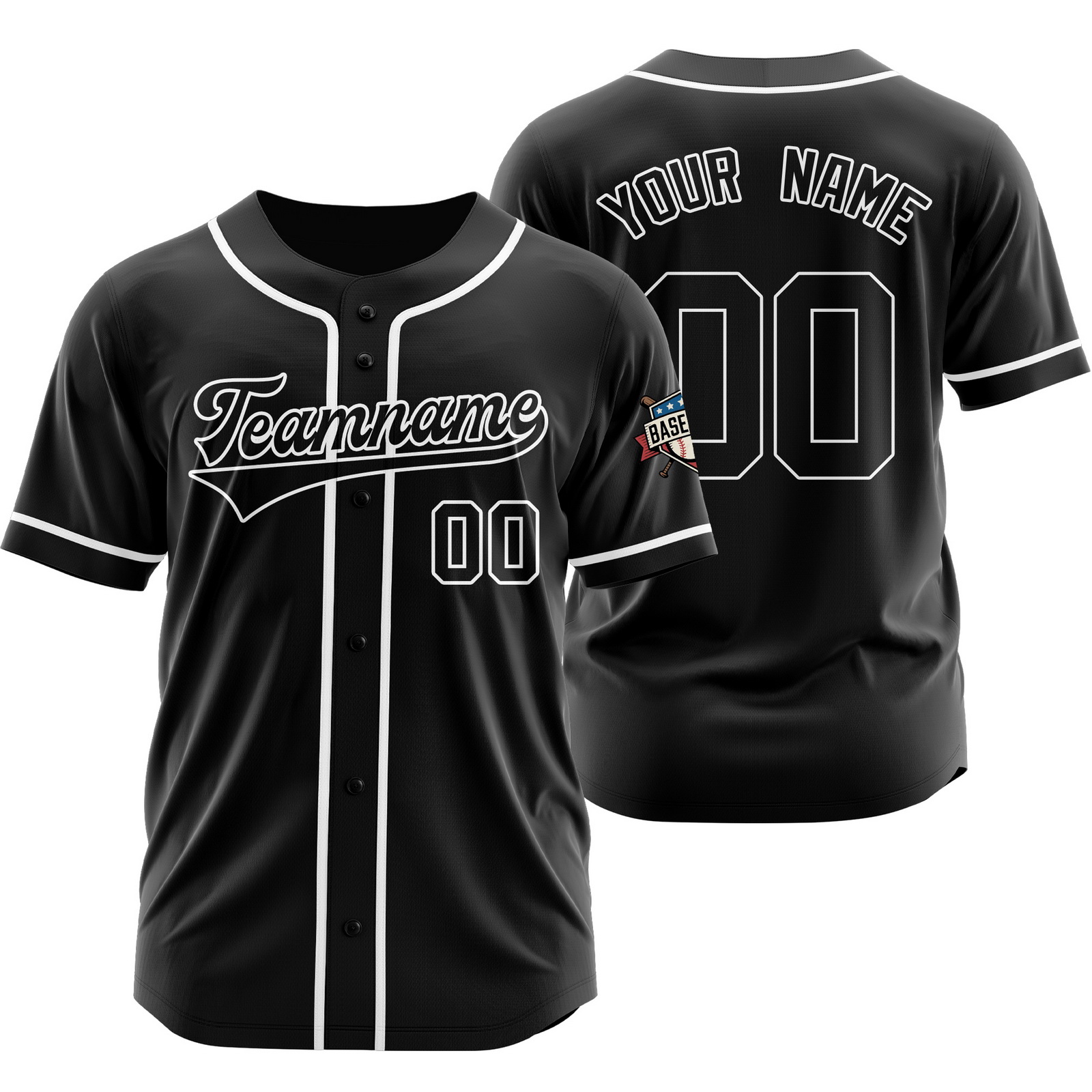 Custom Black Black Baseball Jersey Hip Hop Uniform for Men Women