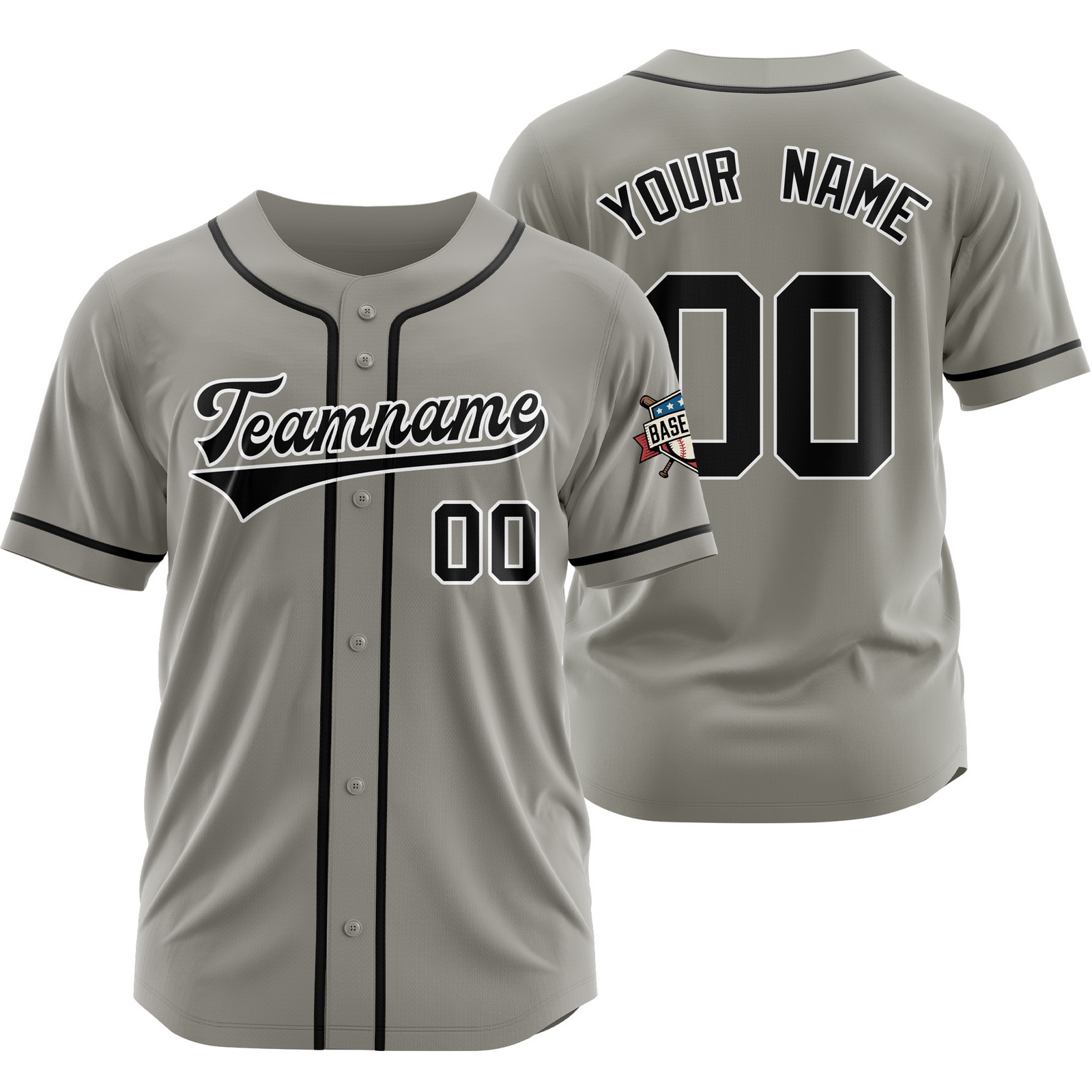 Custom Grey Black Baseball Jersey Hip Hop Uniform for Men Women