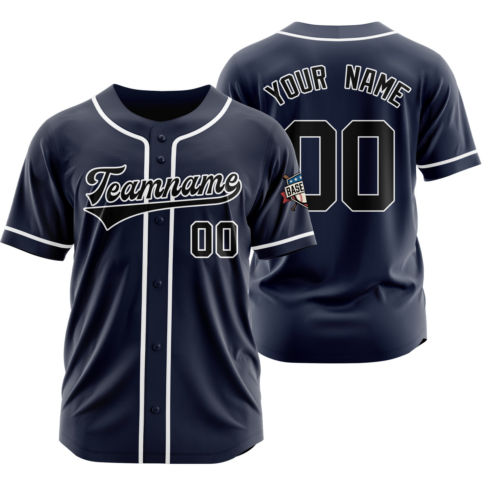 Custom Navy Black Baseball Jersey Hip Hop Uniform for Men Women