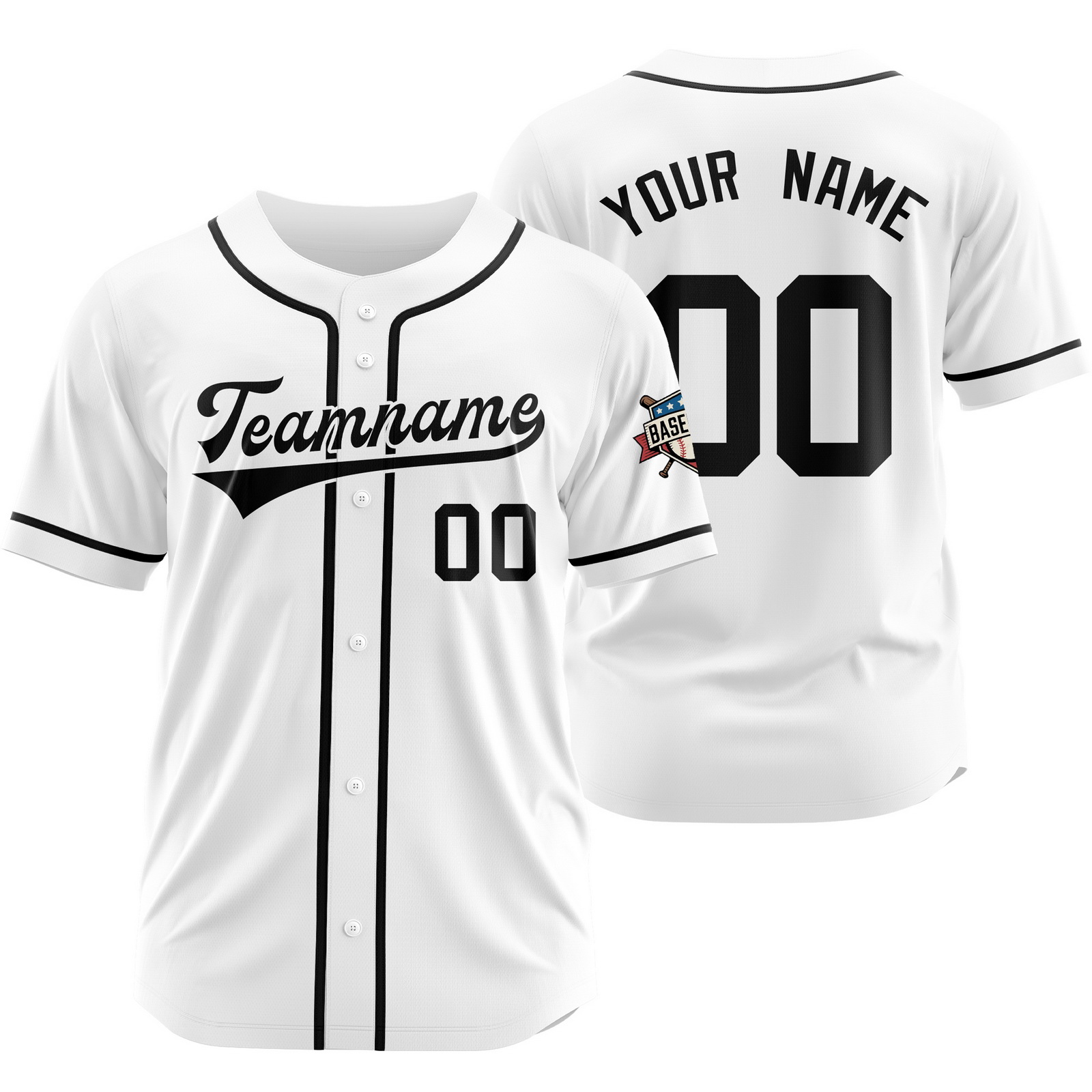 Custom White Black Baseball Jersey Hip Hop Uniform for Men Women