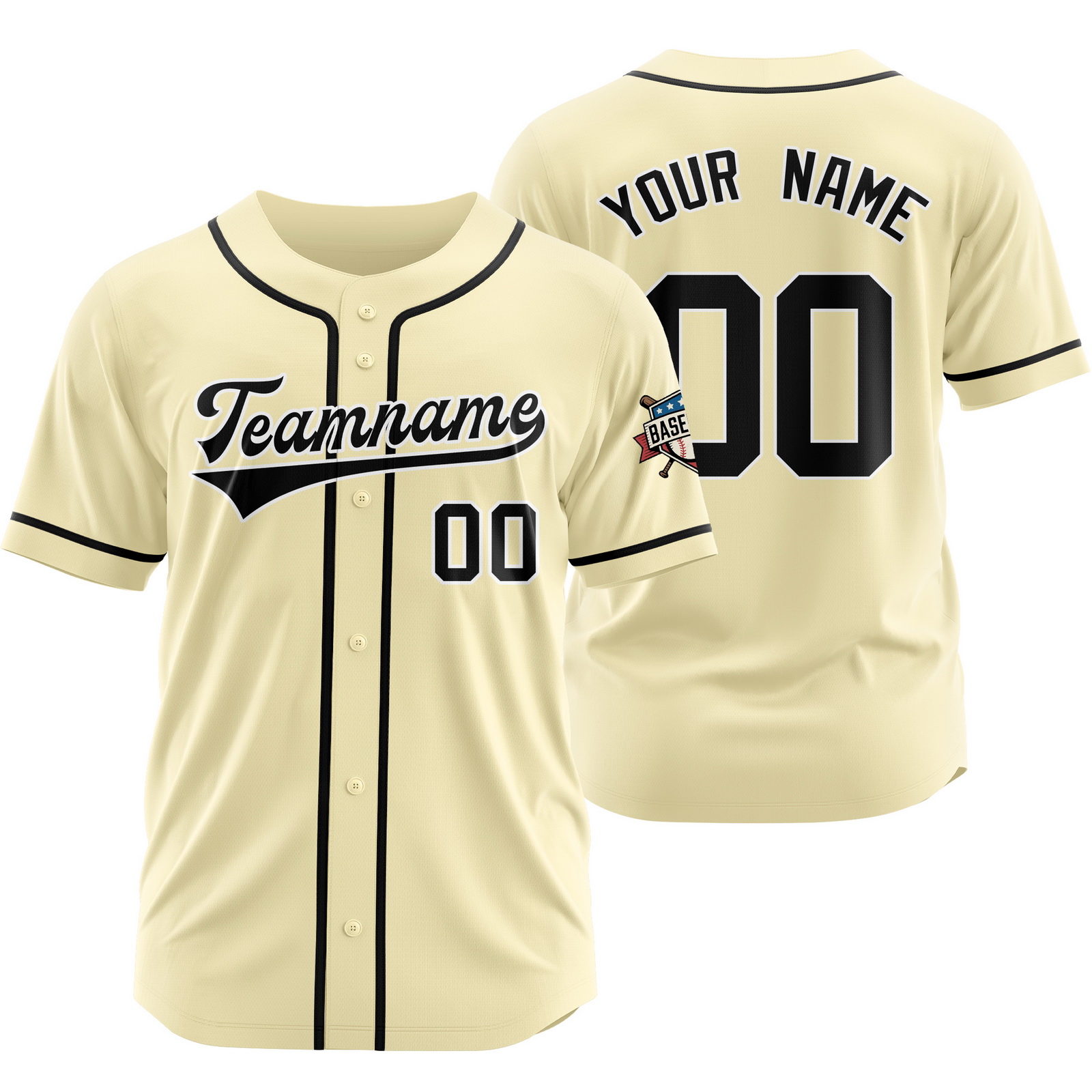 Custom Cream Black Baseball Jersey Hip Hop Uniform for Men Women