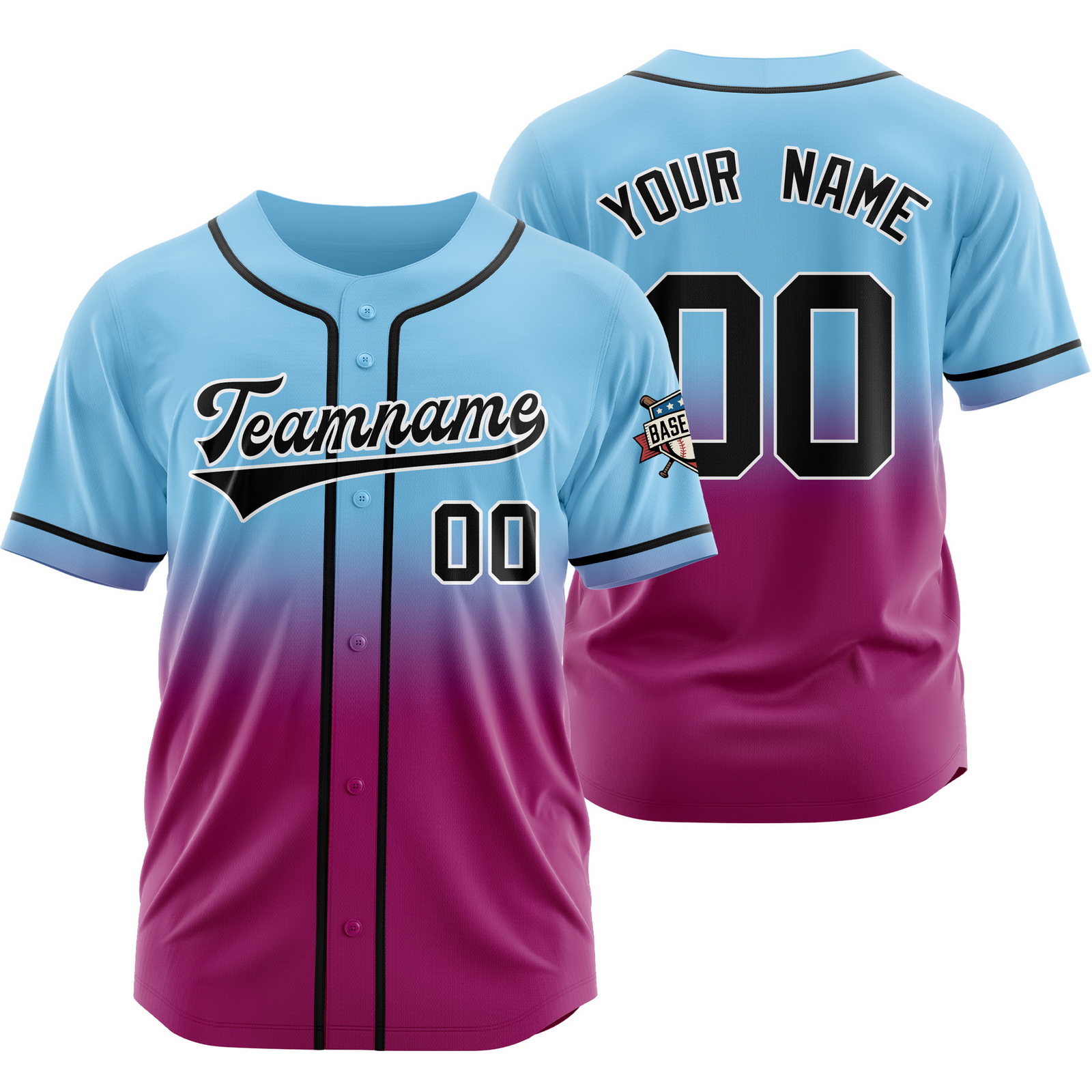 Custom Blue Purple D Gradient Baseball Jersey for Polyester Shirt