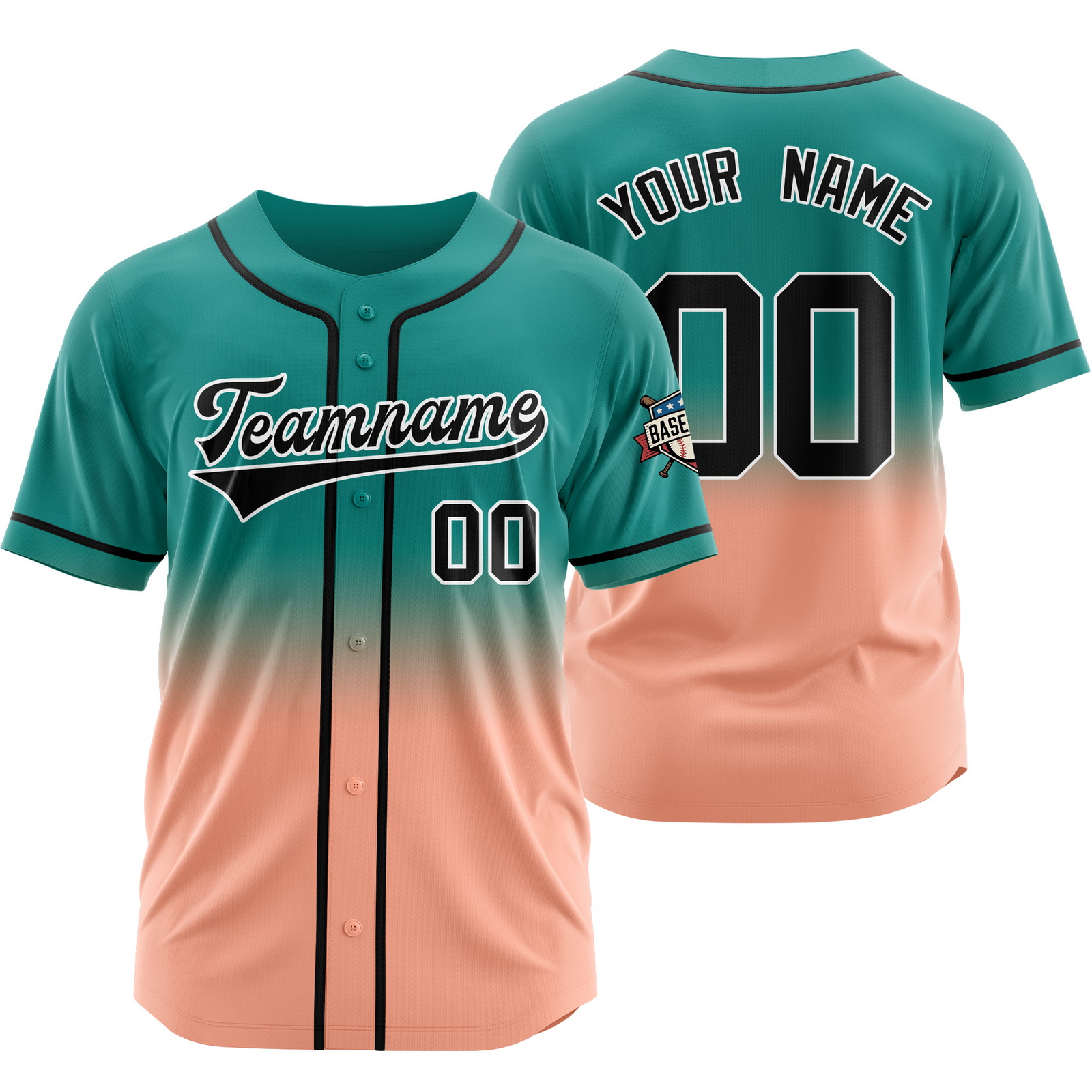 Custom Green Yellow I Gradient Baseball Jersey for Polyester Shirt