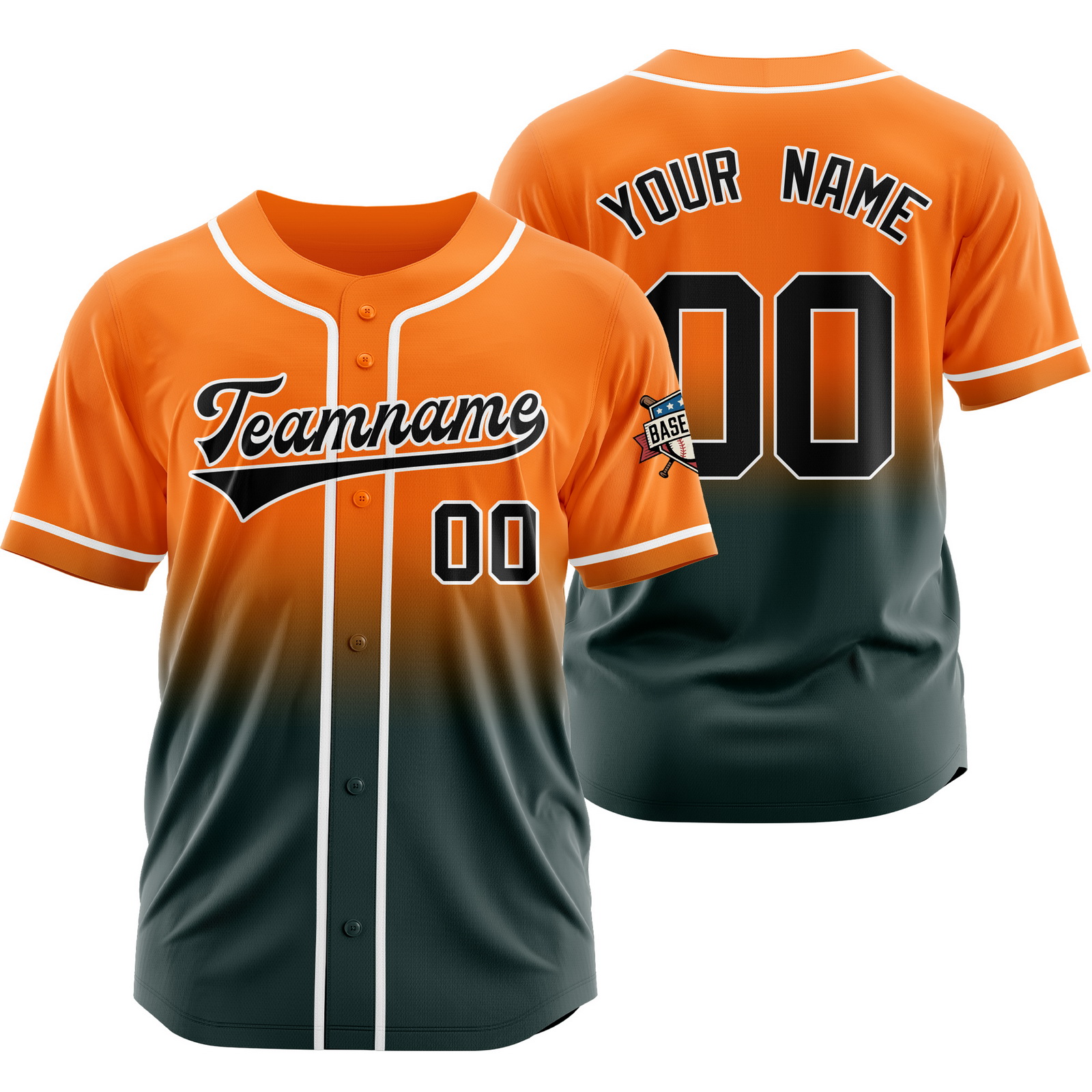 Custom Orange Black G Gradient Baseball Jersey for Polyester Shirt