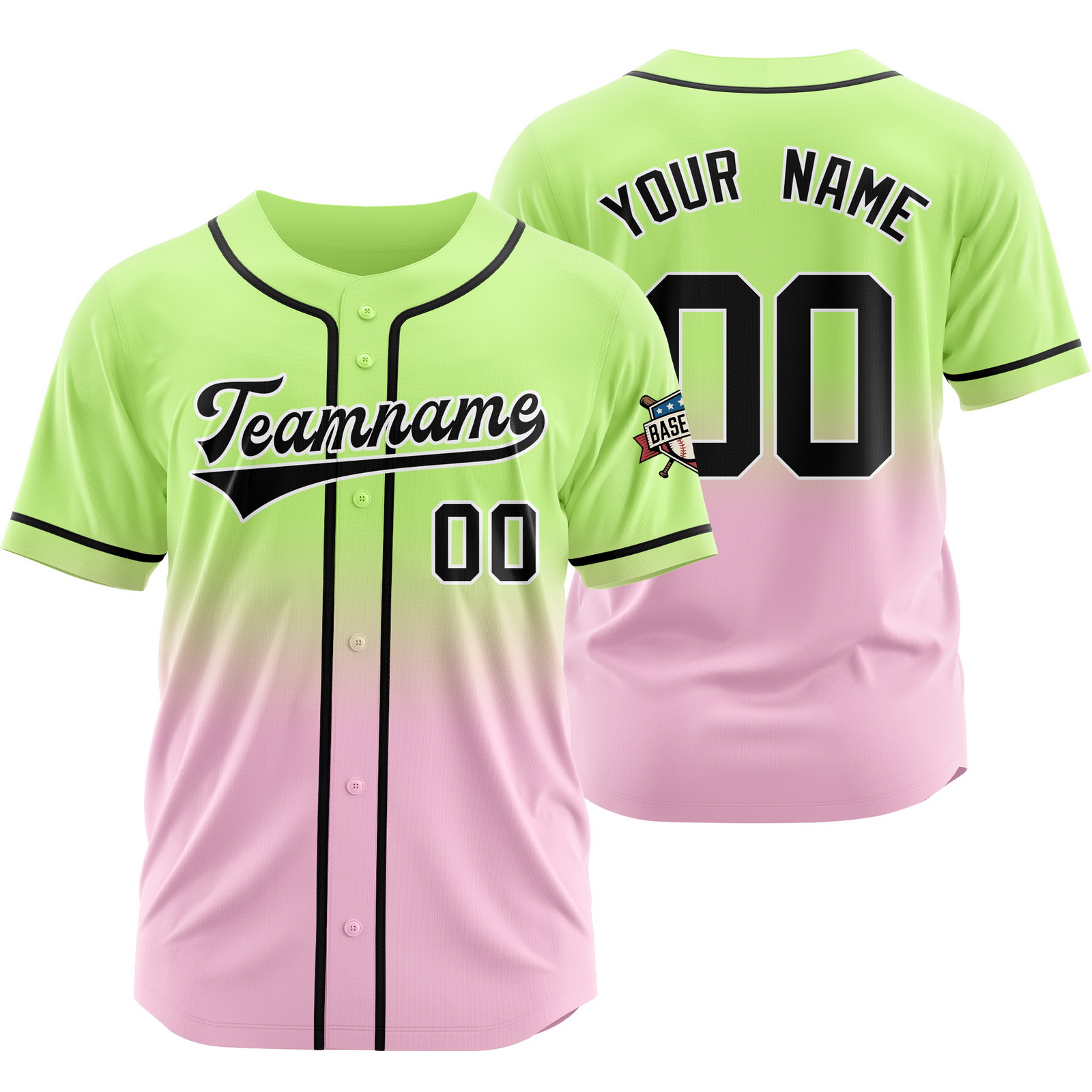 Custom Green Pink E Gradient Baseball Jersey for Polyester Shirt