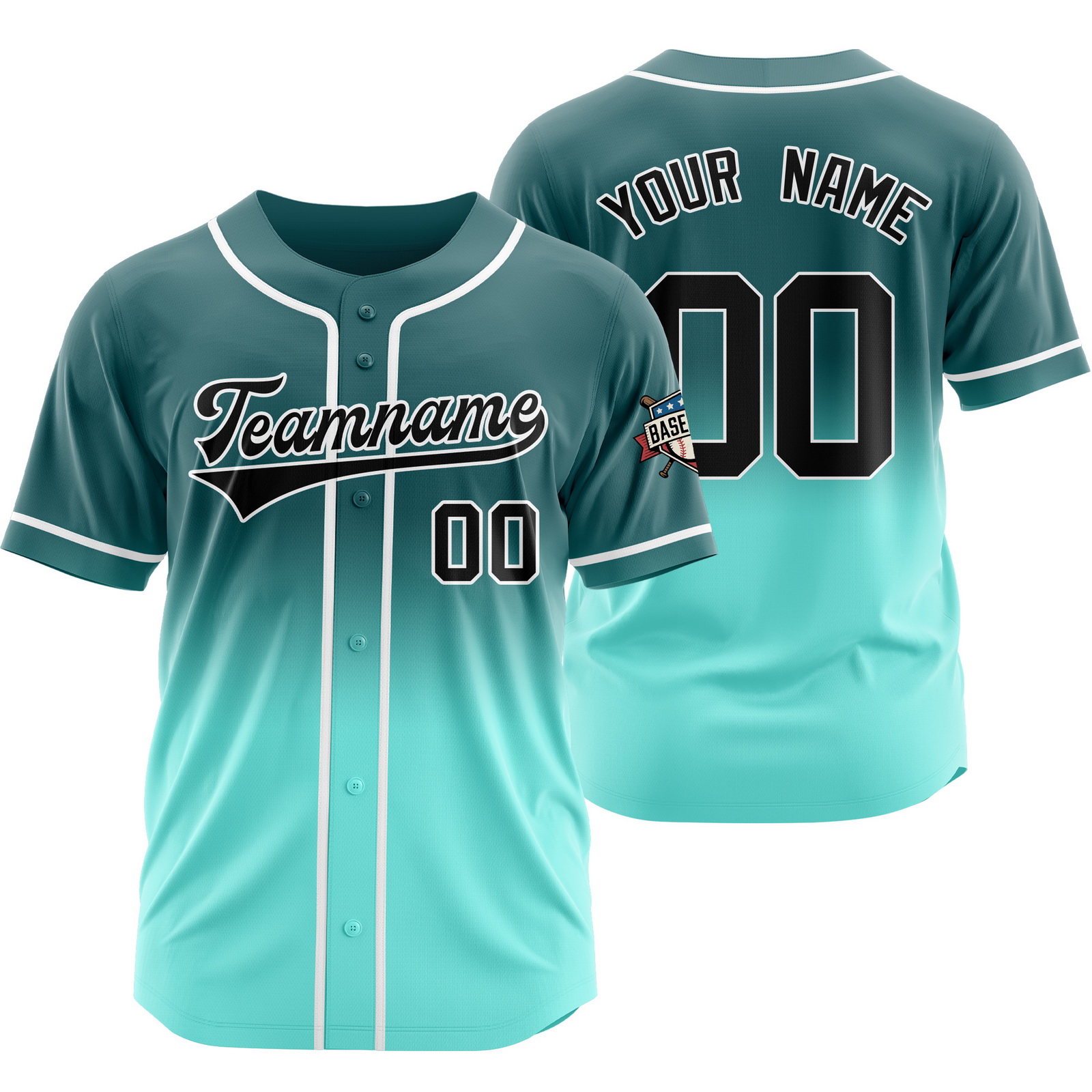 Custom Green Green C Gradient Baseball Jersey for Polyester Shirt