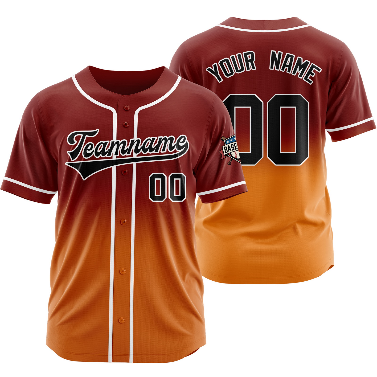 Custom Brown Orange Gradient Baseball Jersey for Polyester Shirt