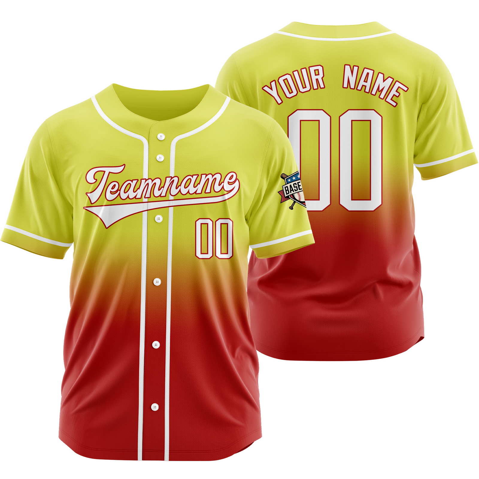 Custom Yellow Red A Gradient Baseball Jersey for Fashion Shirt