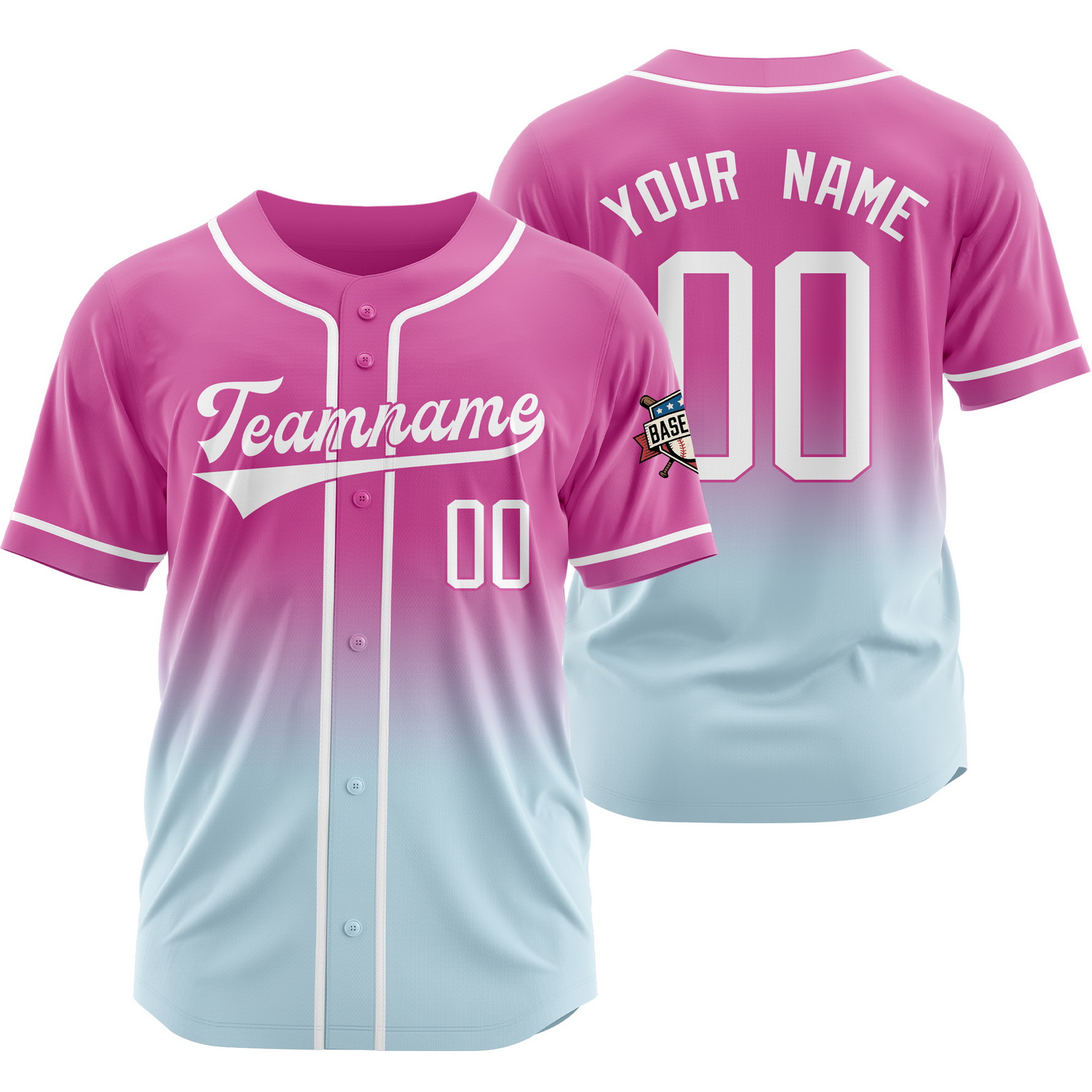 Custom Pink Blue Gradient Baseball Jersey for Fashion Shirt