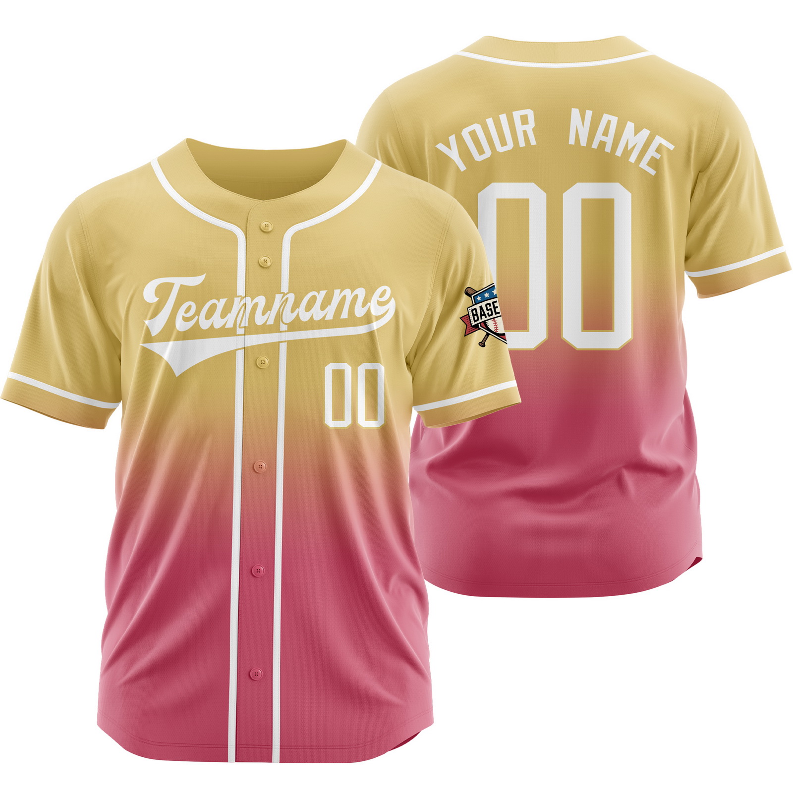 Custom Yellow Red C Gradient Baseball Jersey for Fashion Shirt