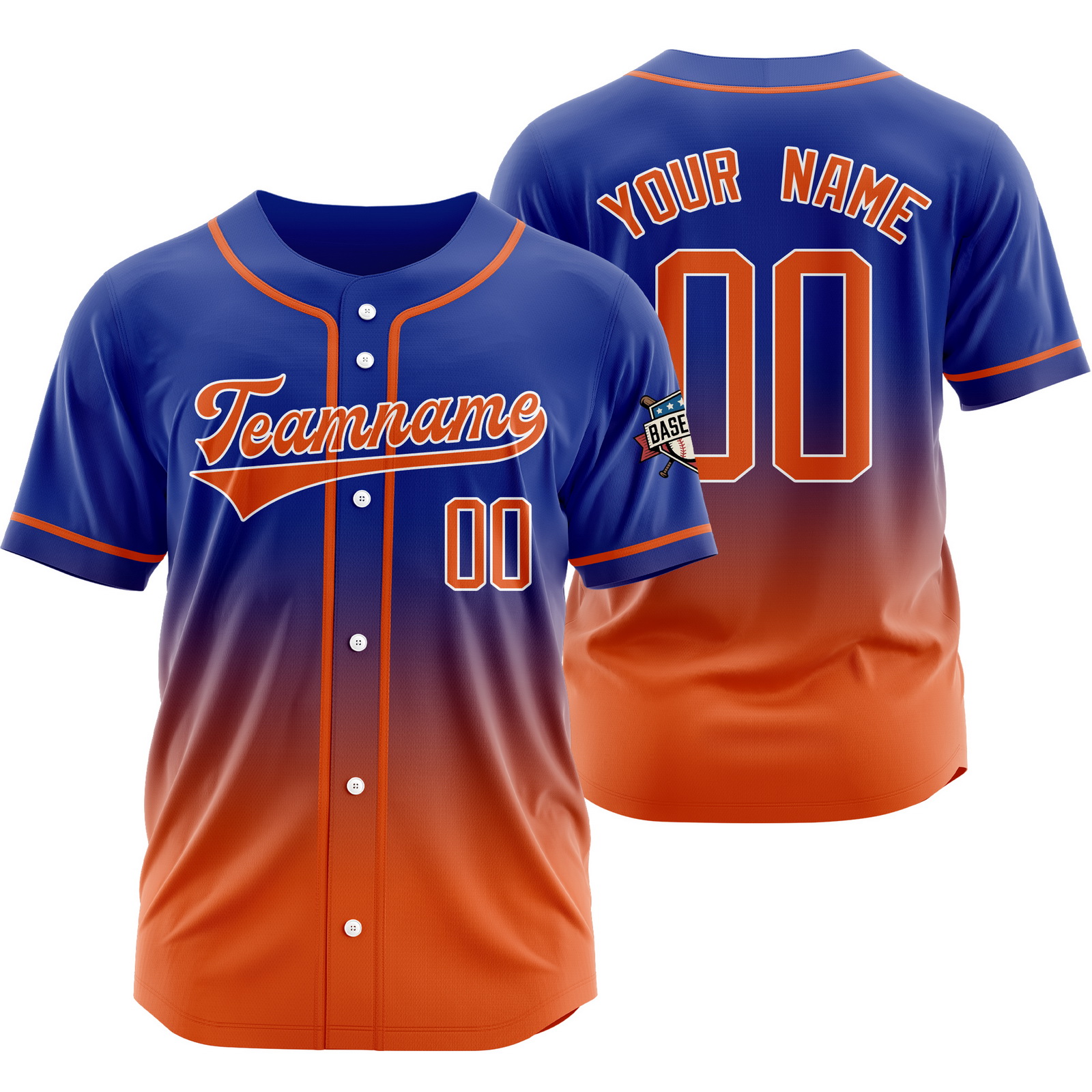 Custom Blue Orange Gradient Baseball Jersey for Fashion Shirt