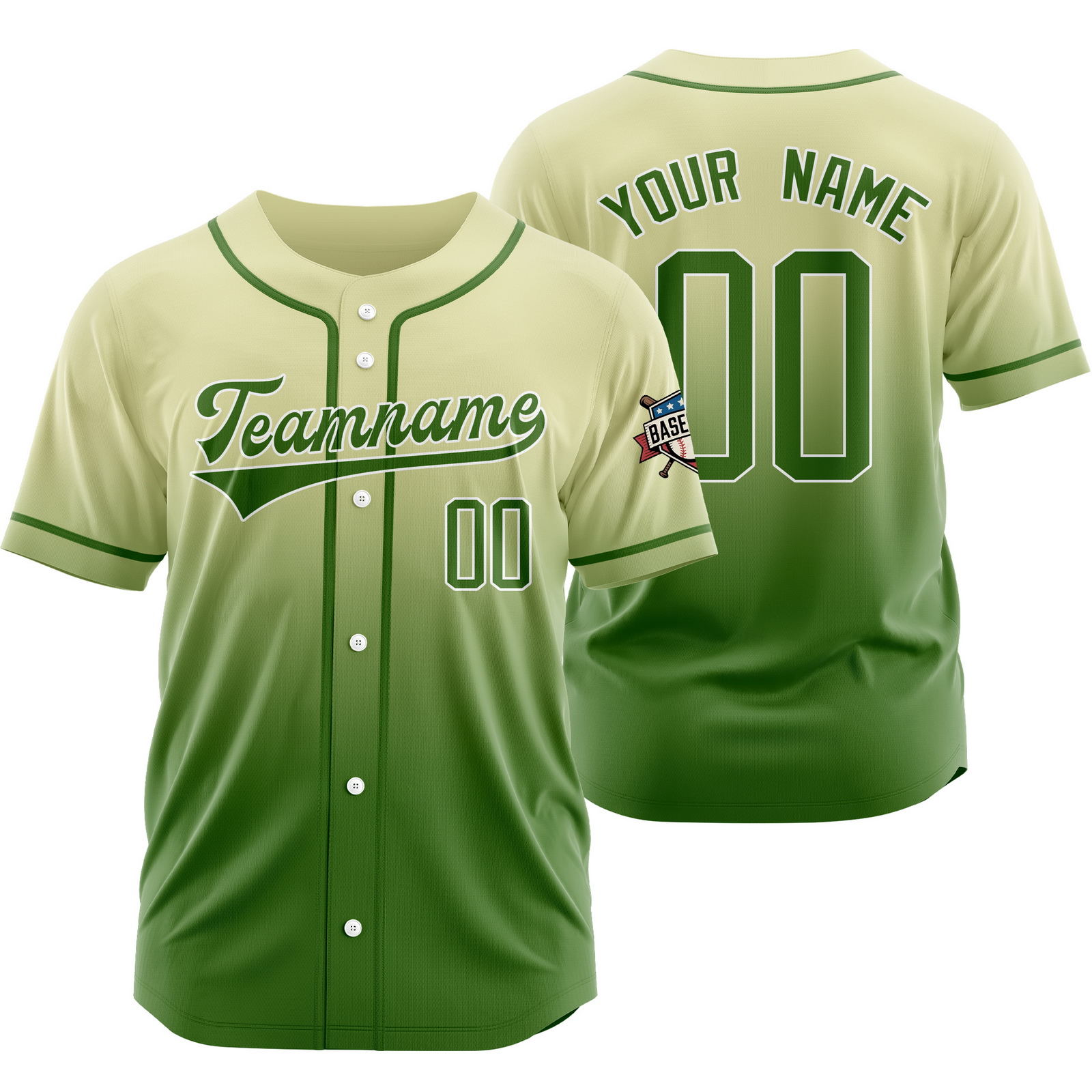 Custom Green Green D Gradient Baseball Jersey for Fashion Shirt
