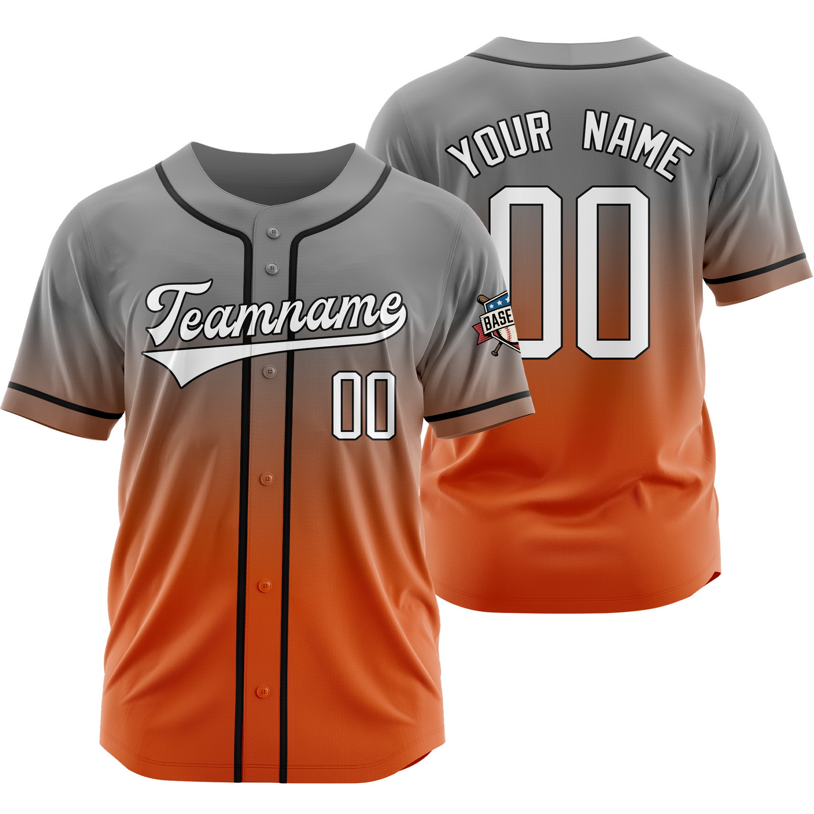 Custom Grey Orange Gradient Baseball Jersey for Fashion Shirt
