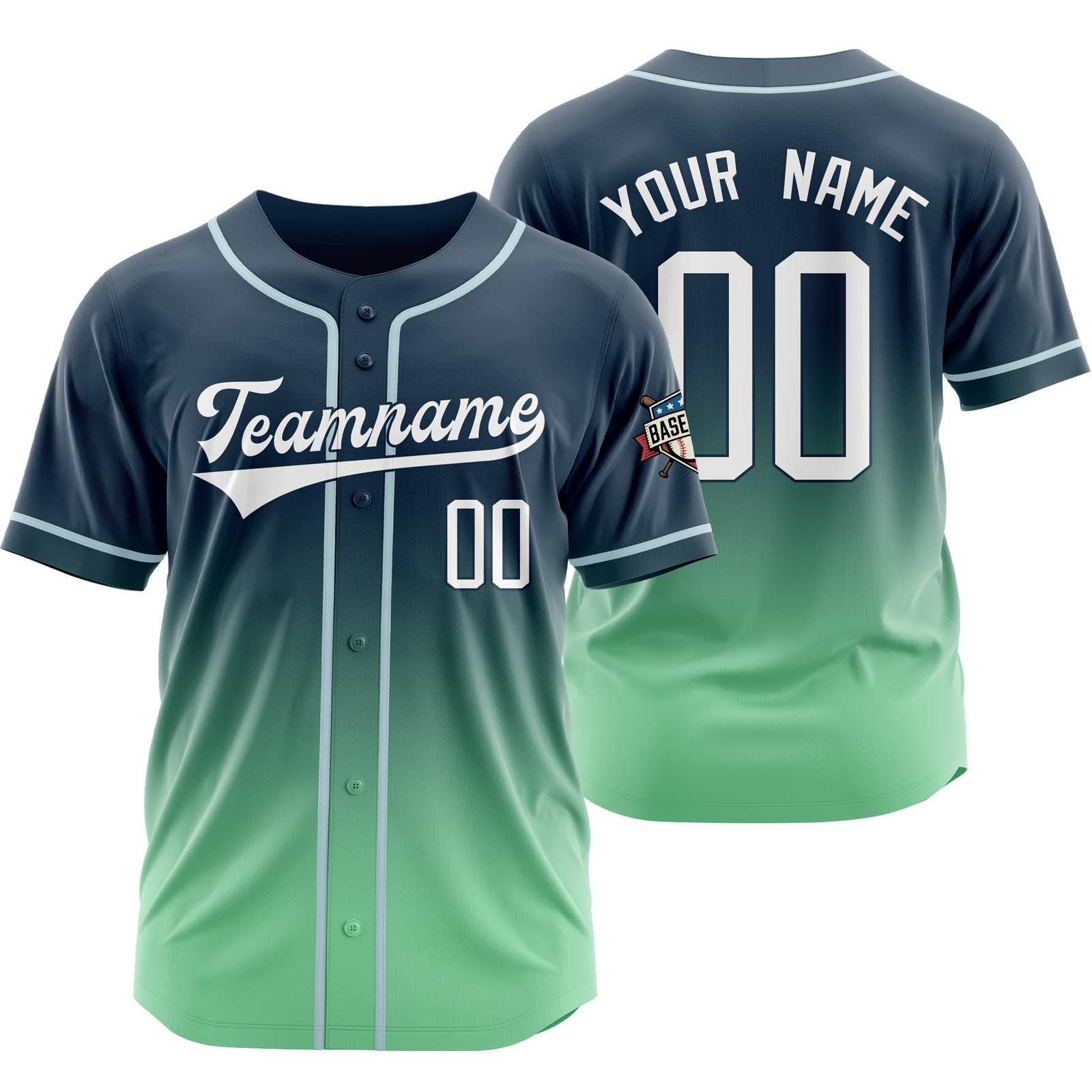 Custom Green Green Gradient Baseball Jersey for Fashion Shirt